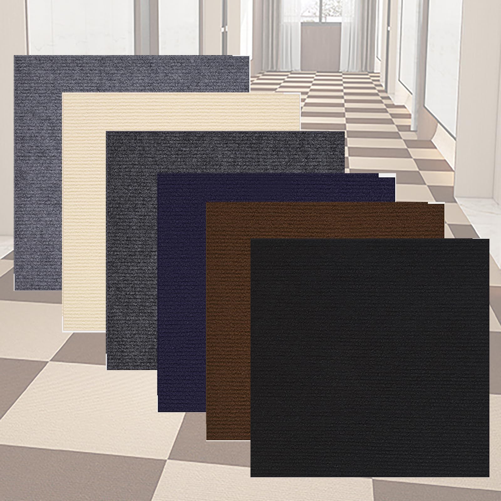 Teppichfliesen, Teppichfliesen Selbstklebend, Teppichboden, Teppich Fliesen, Teppichfliesen Selbstliegend für Büro, Wohnzimmer, Balkon,30 Stück (Size:30 * 30CM(11.81 * 11.81IN),Color:Hellgrau)