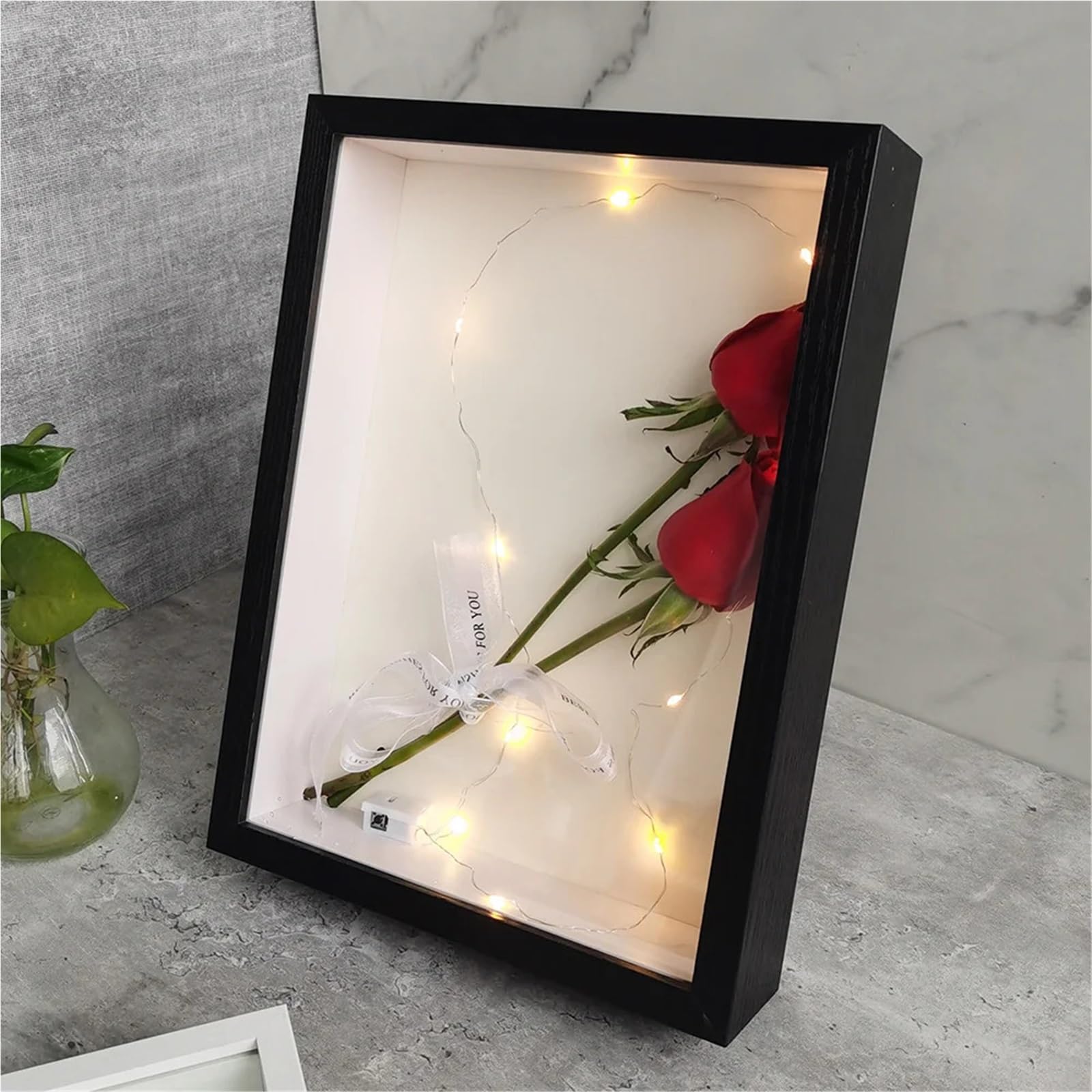 Gablota typu „shadow box”, 2 Pcs Multicolor Wooden Shadow Box Frames Bouquet Display,3cm Depth(Black,15X20cm)