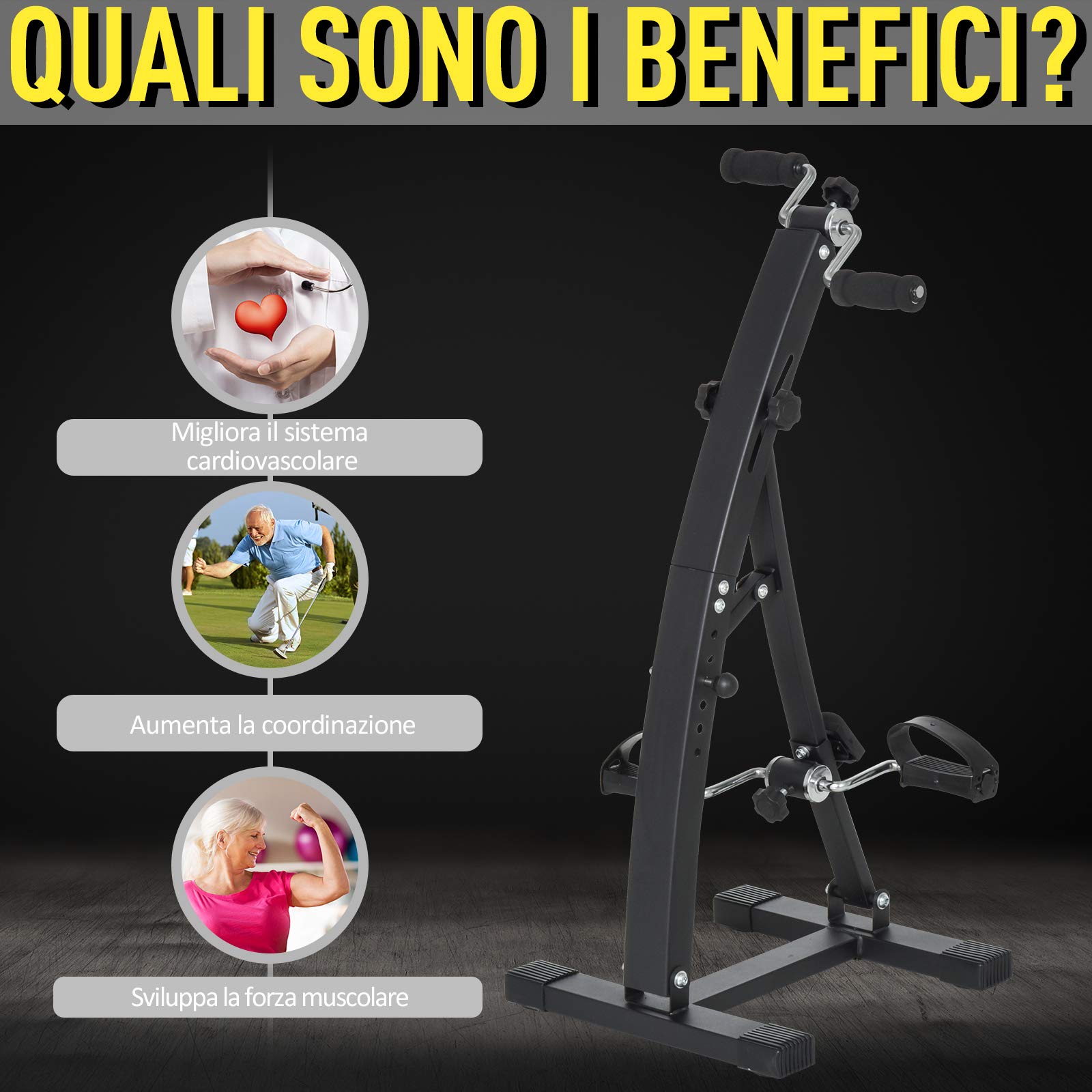 homcom Pedaliera Braccia e Gambe da Divano o Poltrona con Schermo LED, Altezza e Intensità Regolabile, 41x50x96cm