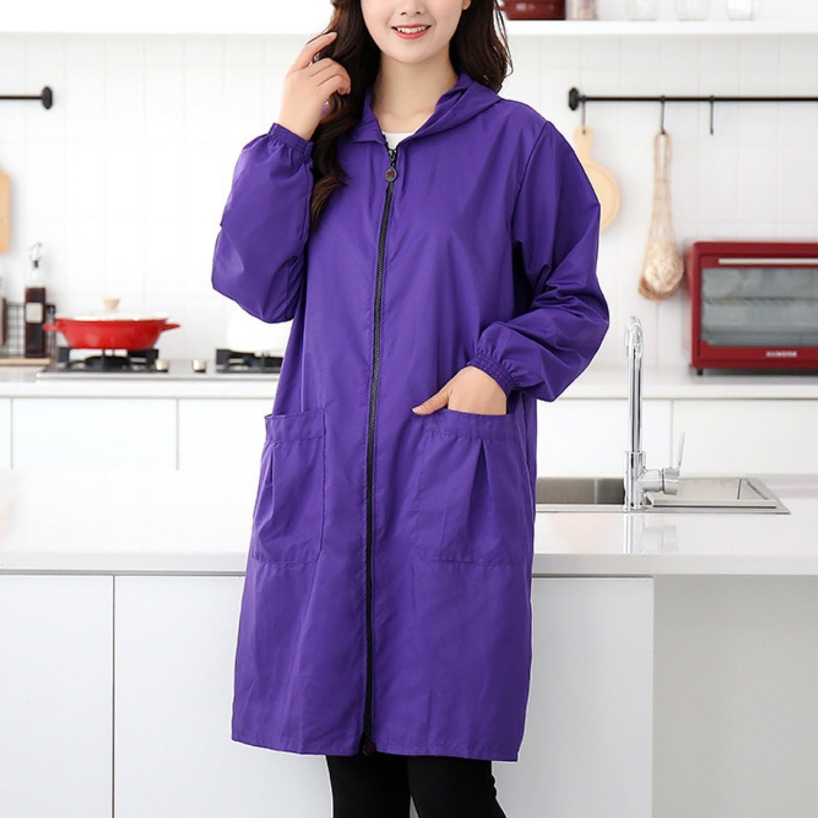 Generisch Grembiule lungo casual da donna, grembiule da cucina, leggero, per cucinare e lavorare