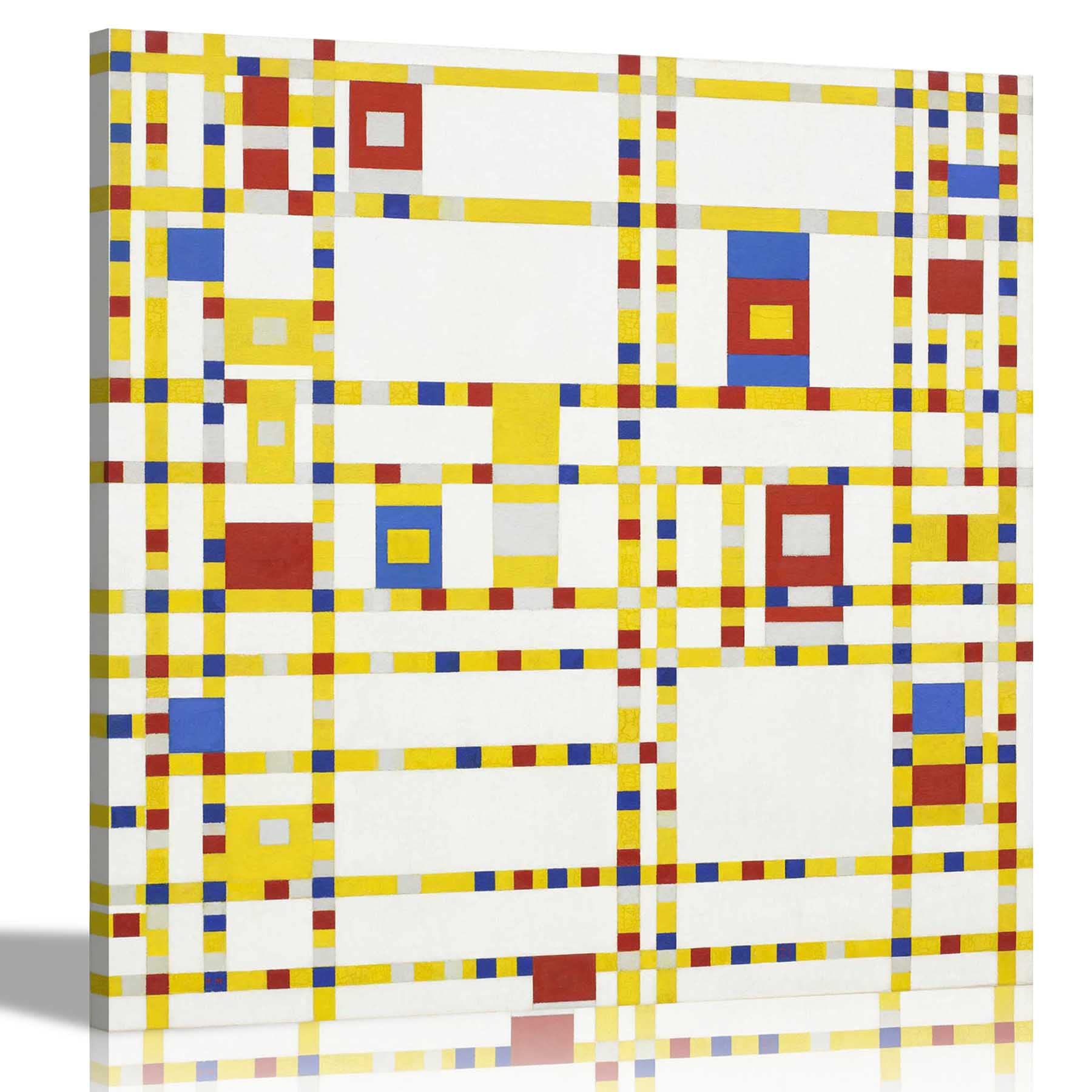 Artley Prints Broadway Boogie Woogie By Piet Mondrian Canvas Prints Hanging Wall Art Pictures Framed Decor Bedroom Artwork Large 86 X 86 Cm (34 X 34 Inches)