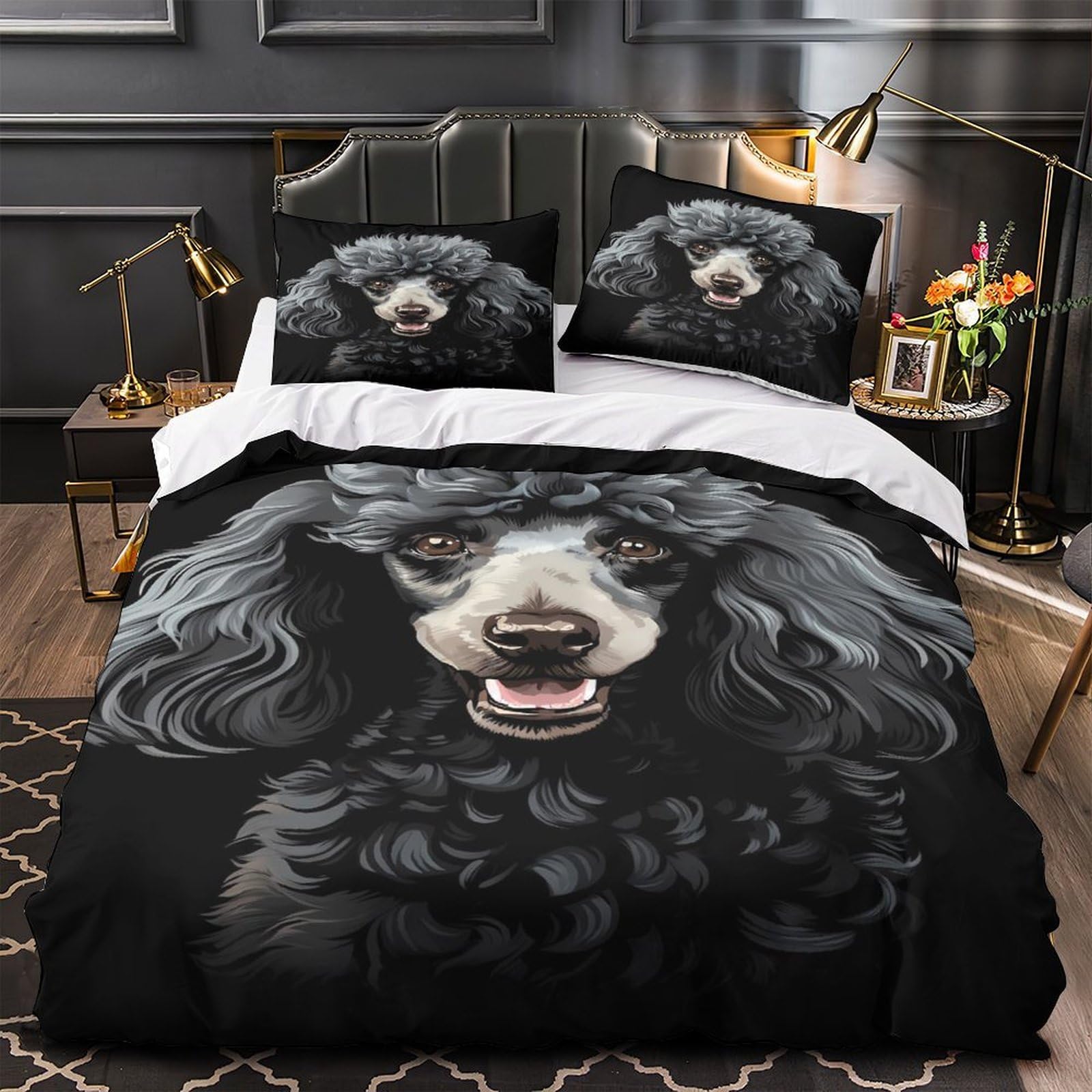 Housse de couette fermeture éclair caniche pour enfiler votre couette sans effort