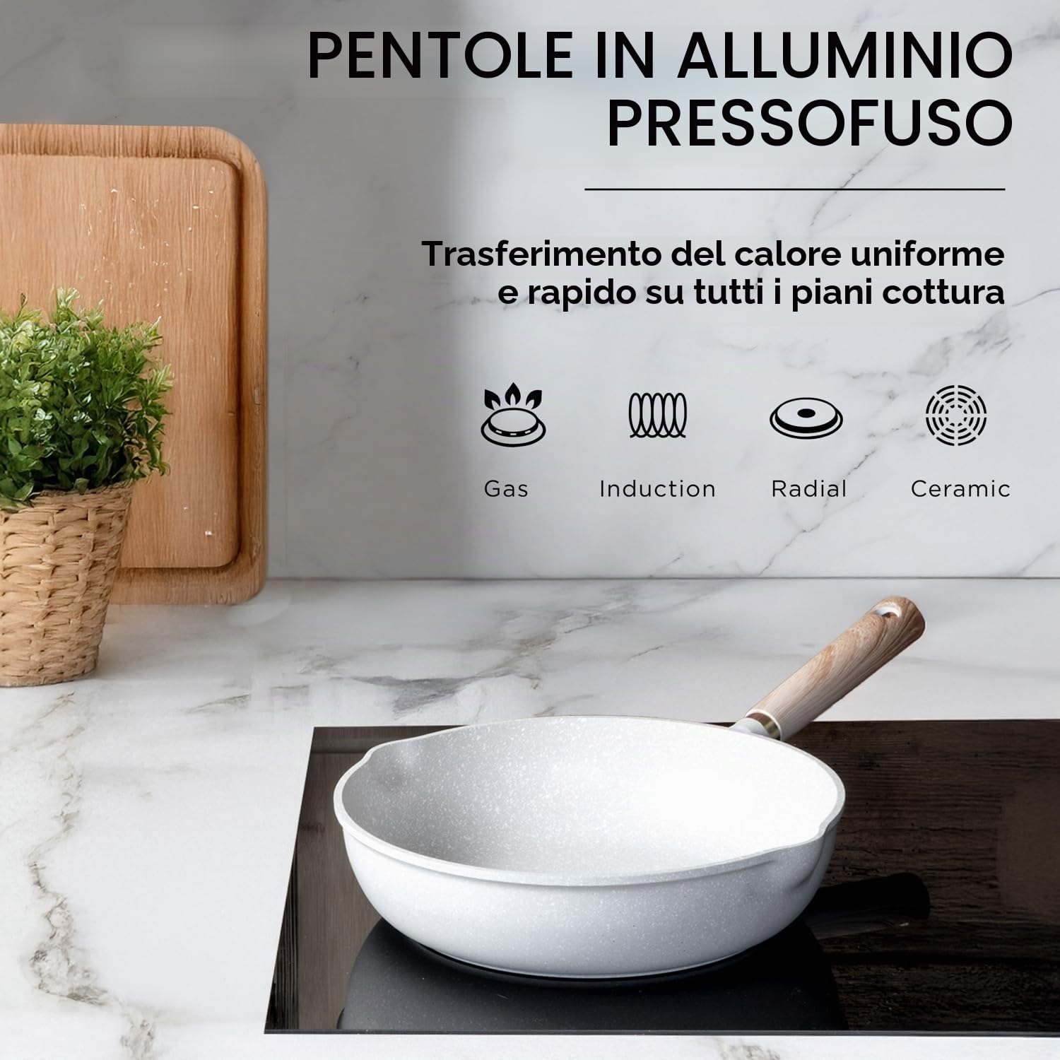 KASANOVA, Set di Pentole antiaderente Belly Cosy, batteria pentole antiaderente da 10 Pezzi con Rivestimento Antigraffio e Antiabrasione e Manico Soft Touch
