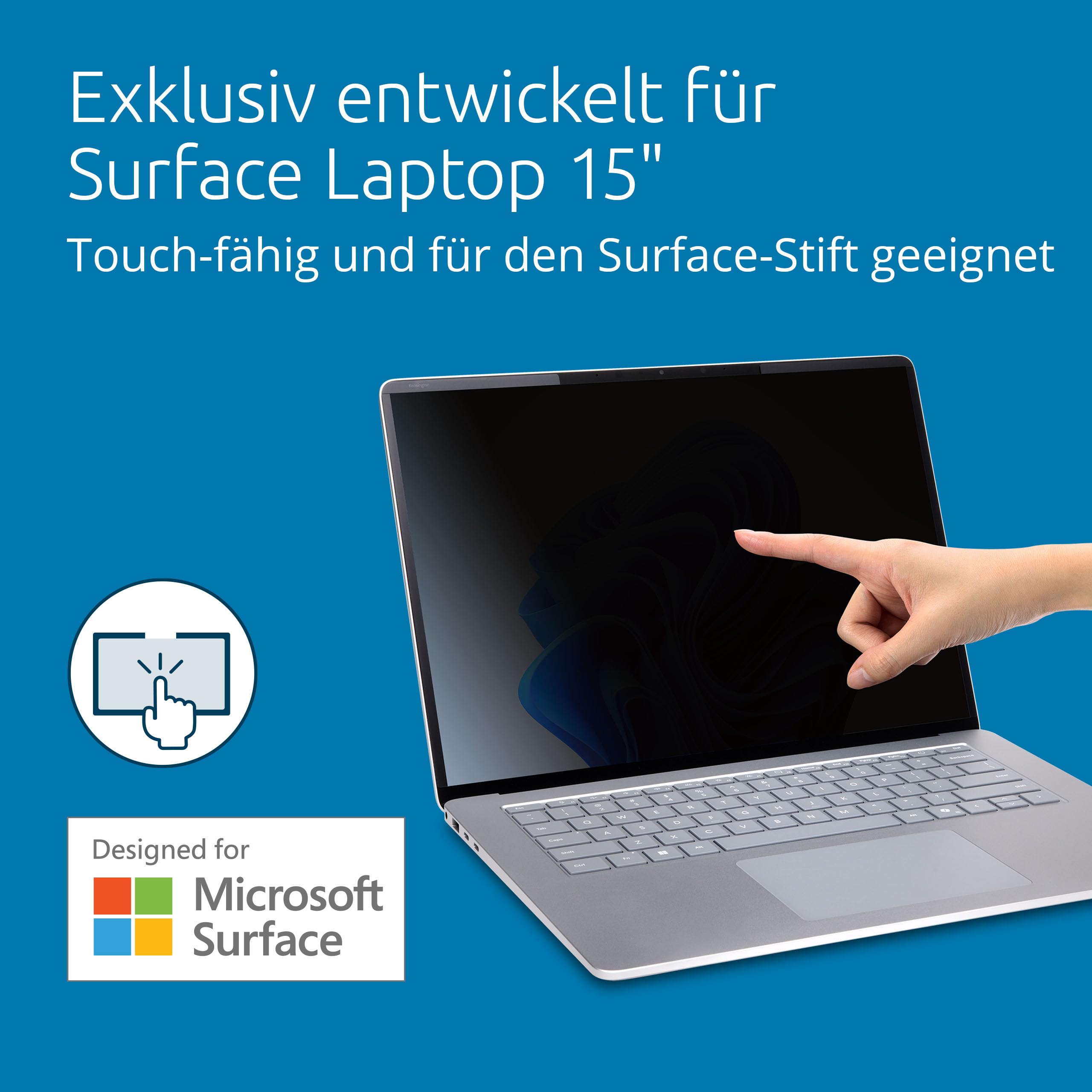 Kensington MagPro Elite Magnetischer Blickschutzfilter für Microsoft Surface Laptop 15" (7. Auflage) Blaulichtschutz, Blendschutz, Kratzschutz, Touch- und Surface-Stift kompatibel/-fähig