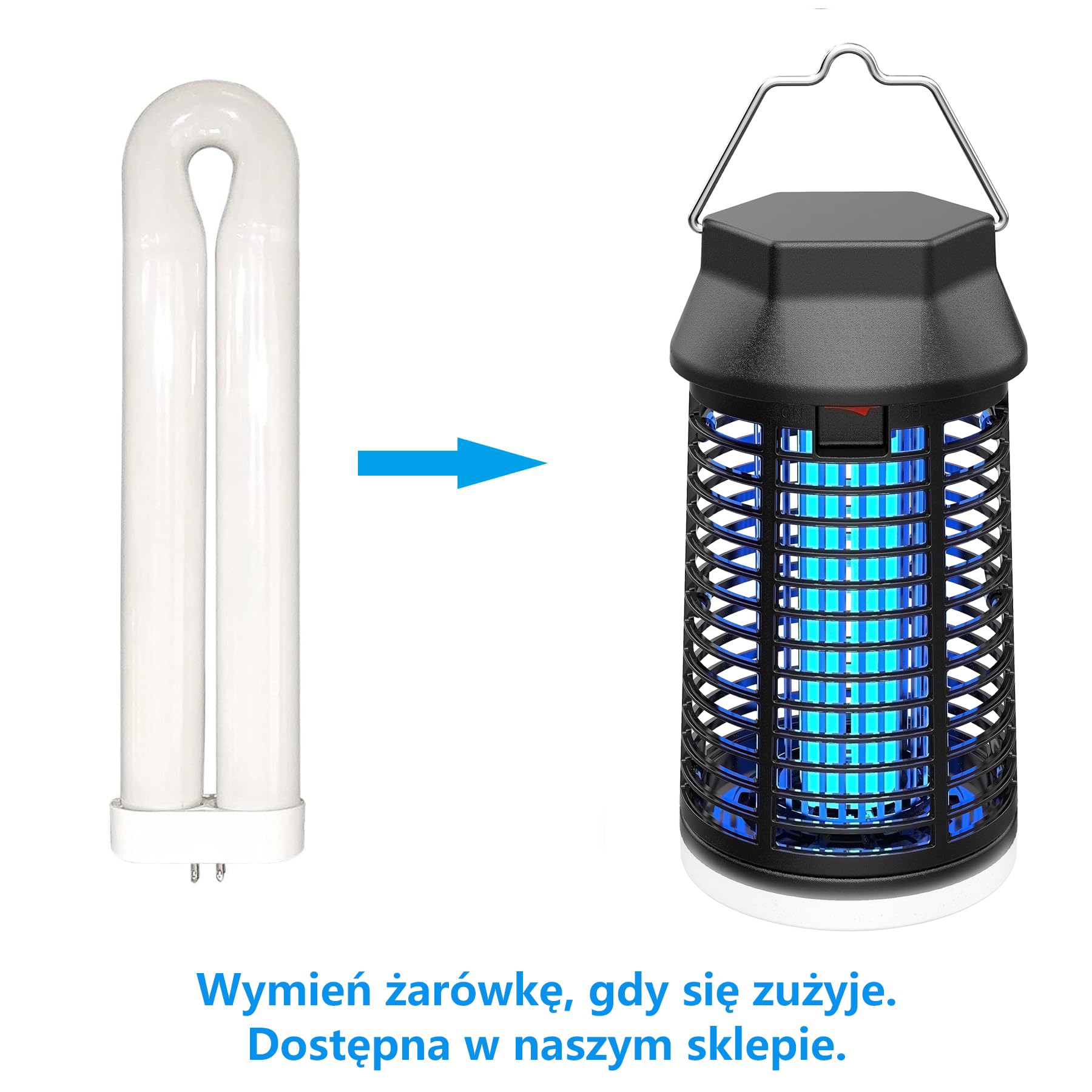 Loowoko Elektryczna pułapka na owady, z przedłużonym kablem o długości 3 m, 4200 V, lampa na komary ze światłem LED, wodoszczelna, elektryczna pułapka na komary, lampa przeciw komarom, do użytku