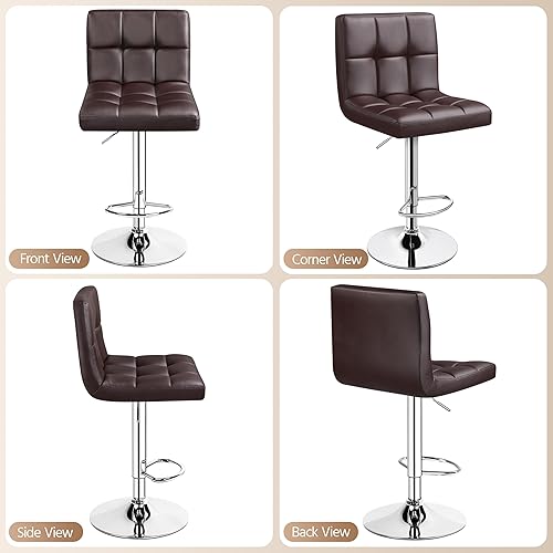 Miniatura 24 de Yaheetech Pink - Juego de 2 taburetes de bar de terciopelo ajustables, taburete giratorio moderno de altura de mostrador con base más grande para