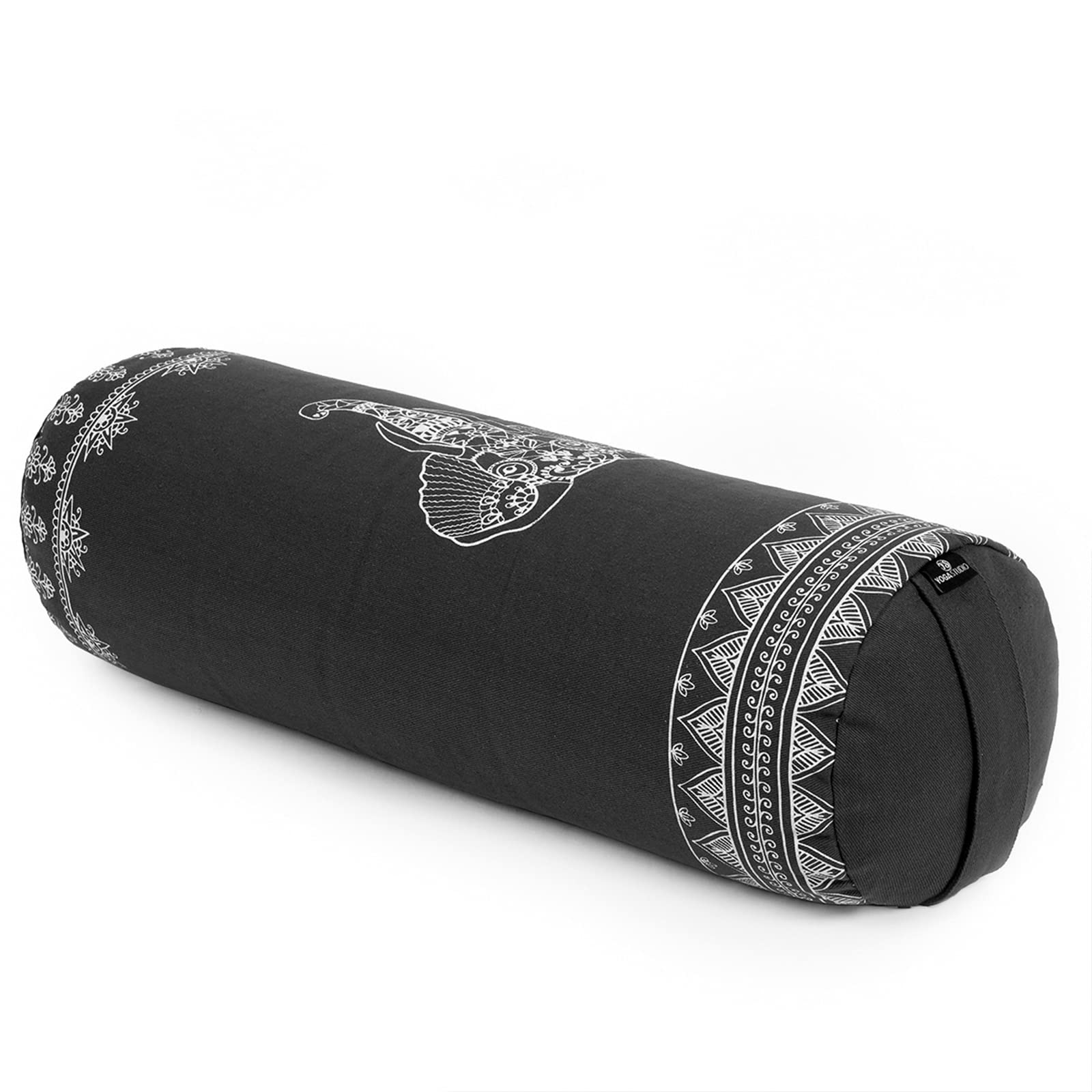 Yoga Studio Organic Grano saraceno Progettato Rotondo Bolsters - Nature Collection (Grafite Grigio - Elefante Azteco)