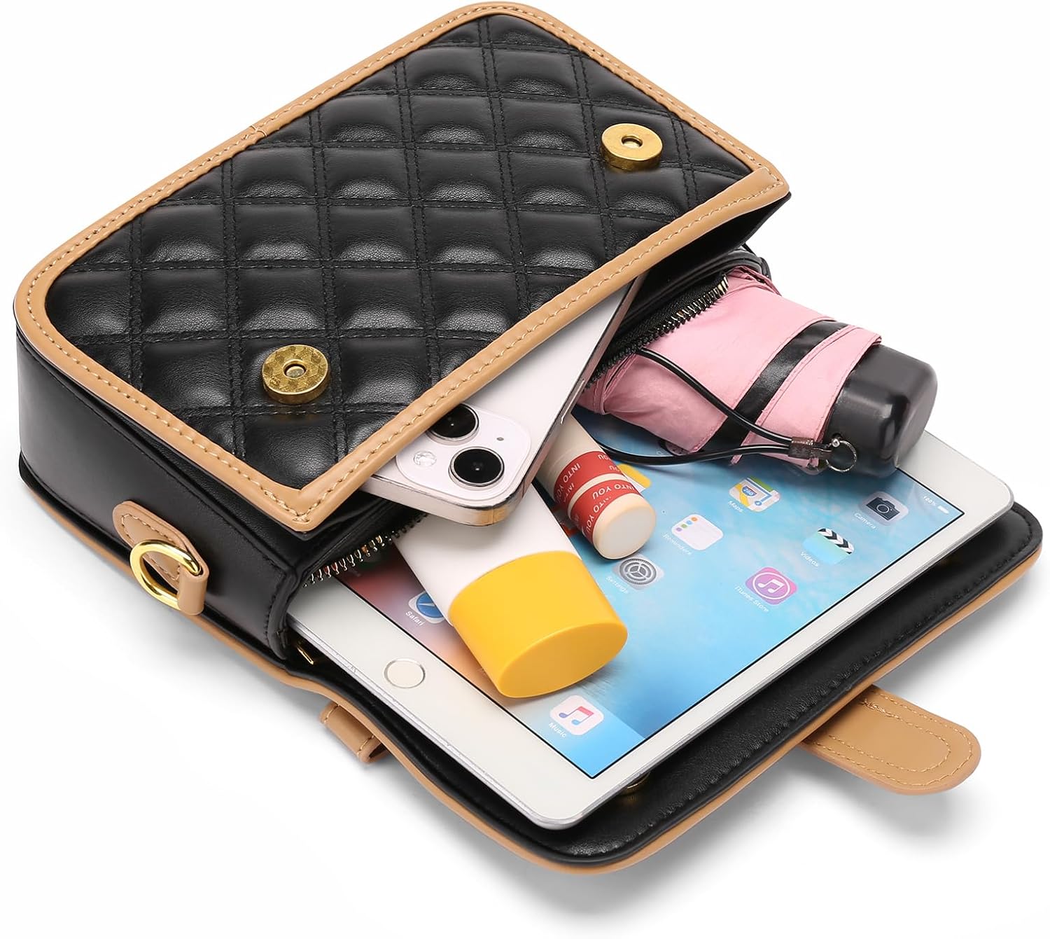 GAEKEAO Quilted Crossbody Purses for Women Vegan Leather Satchel Handbag Small Trendy Ladies Shoulder Bags with Chain Strap - Image 3