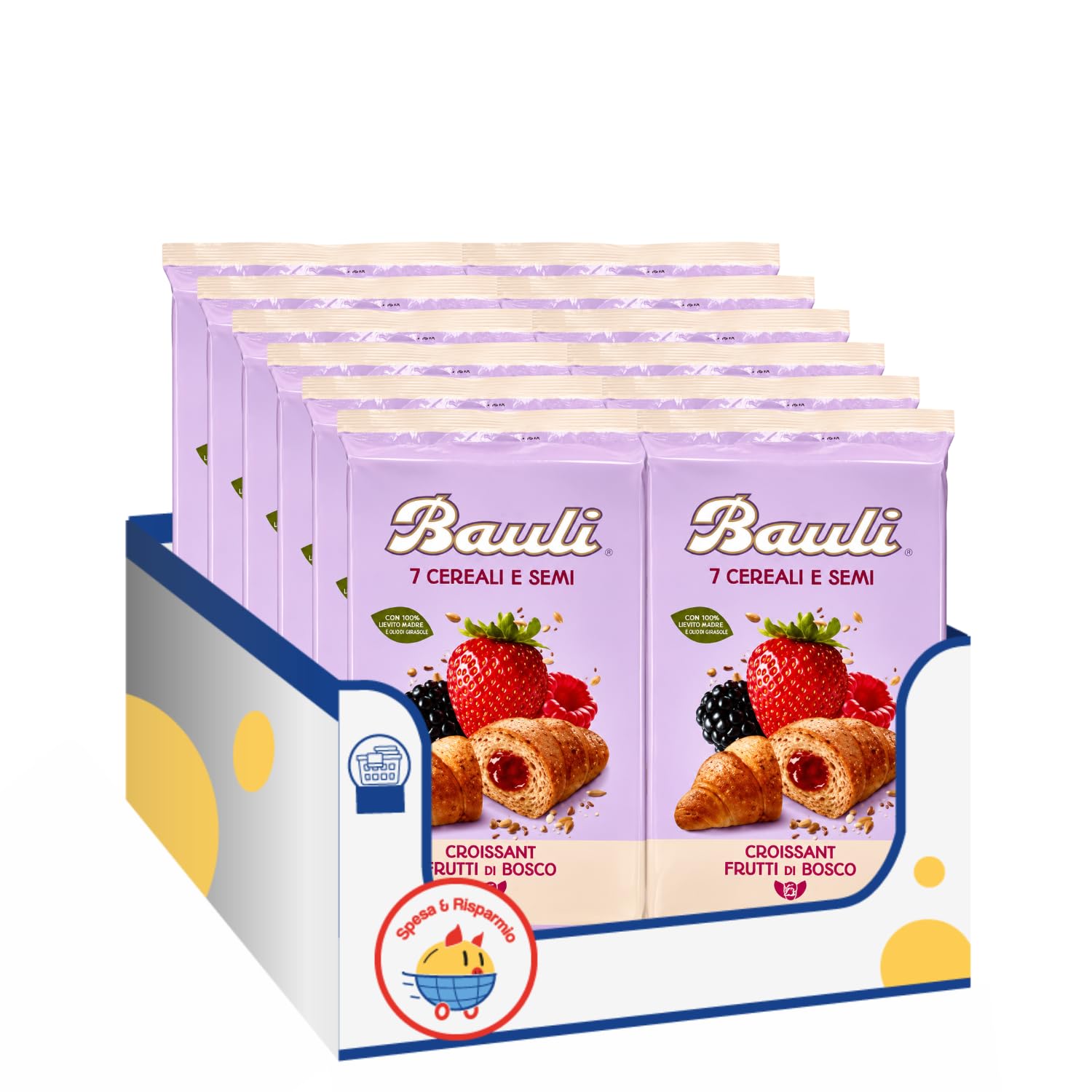 Croissant Cornetti ai Frutti di Bosco con 7 Cereali e Semi Ideali per Colazione e Snack – Variazioni 4/8/12 Confezioni (12 PEZZI)