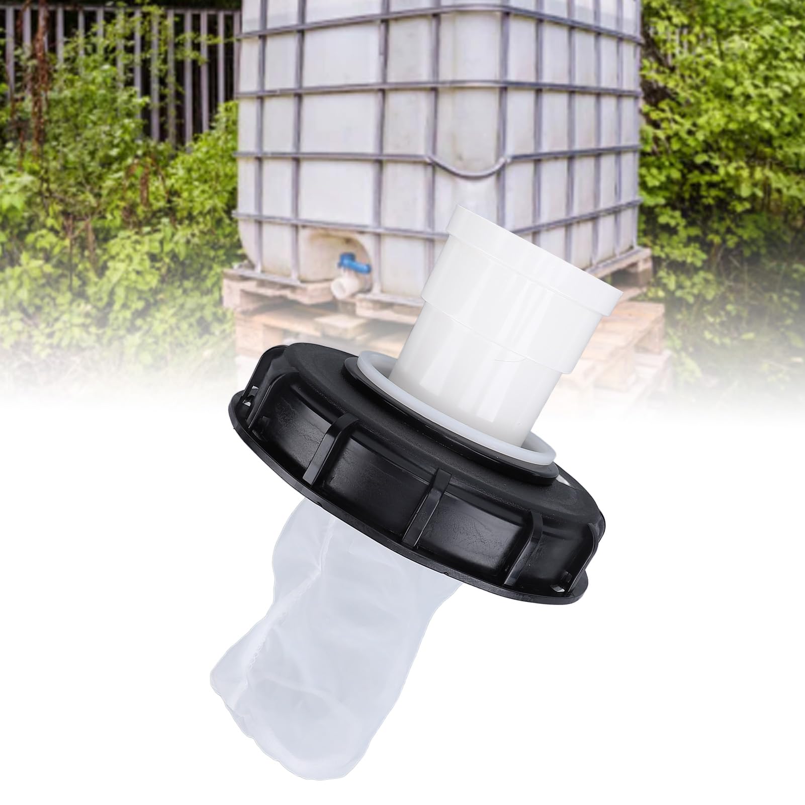 Tissting IBC Lid Filter Cover, Plastic Ton Barrel Cover with Filter DN150?165mm Reusable Ton Barrel Cap with Filter for Chemical Pharmaceutical Food Industry (Straight)