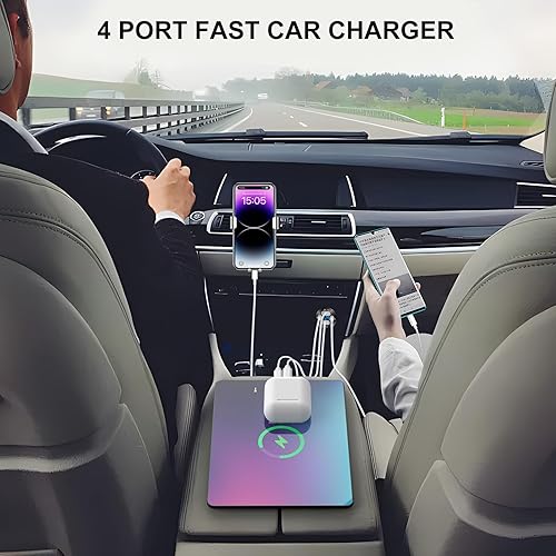 Miniatura 3 de Cargador de aluminio con salida USB de 4 puertos y 12 V, 78 W Dual PD y QC Puerto USB múltiple para automóvil, reemplazo de encendedor de