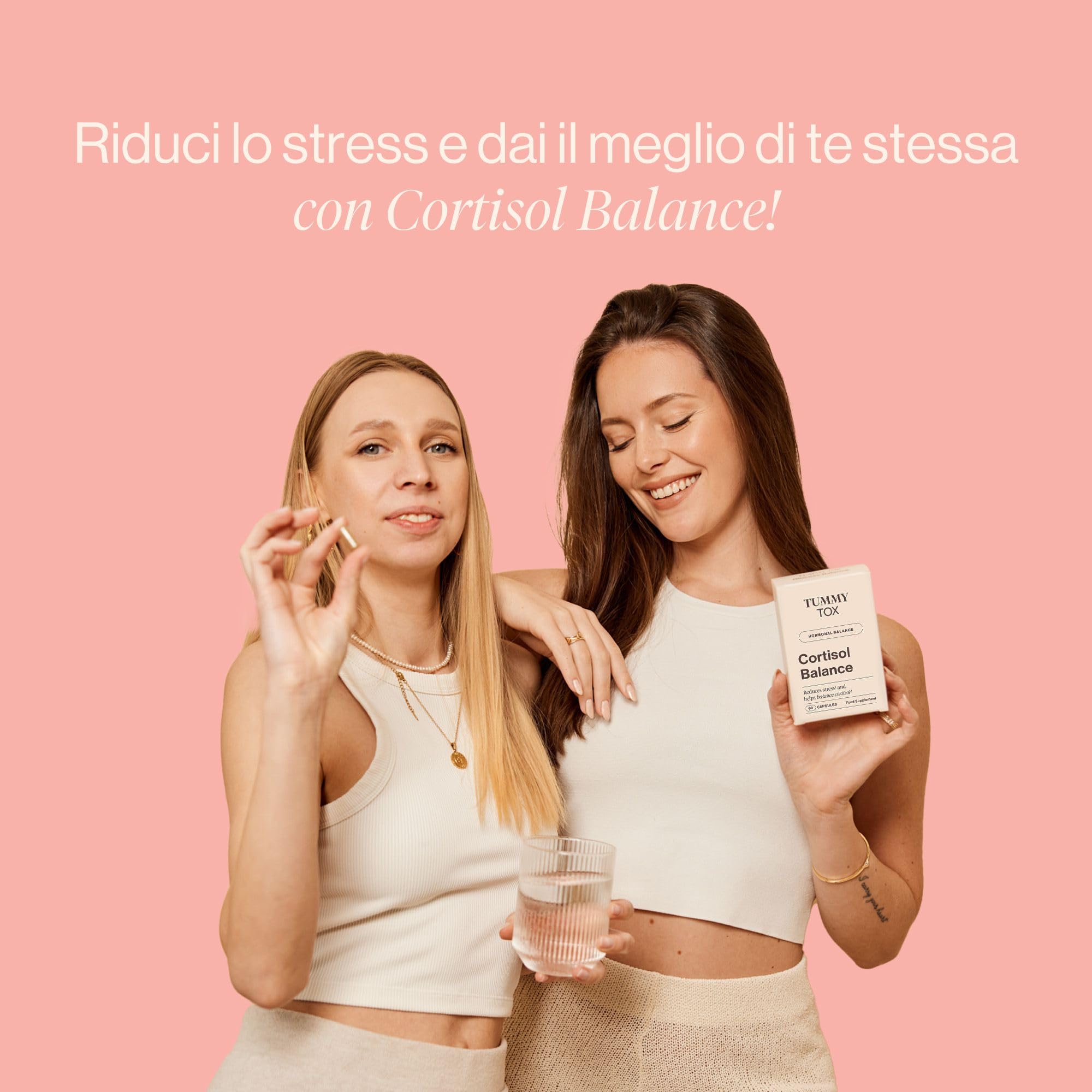 Cortisol Balance - 600 mg Ashwagandha KSM-66, Rodiola Rosea con Magnesio, Vitamina B6 e Vitamina B5-60 capsule, Tummy Tox