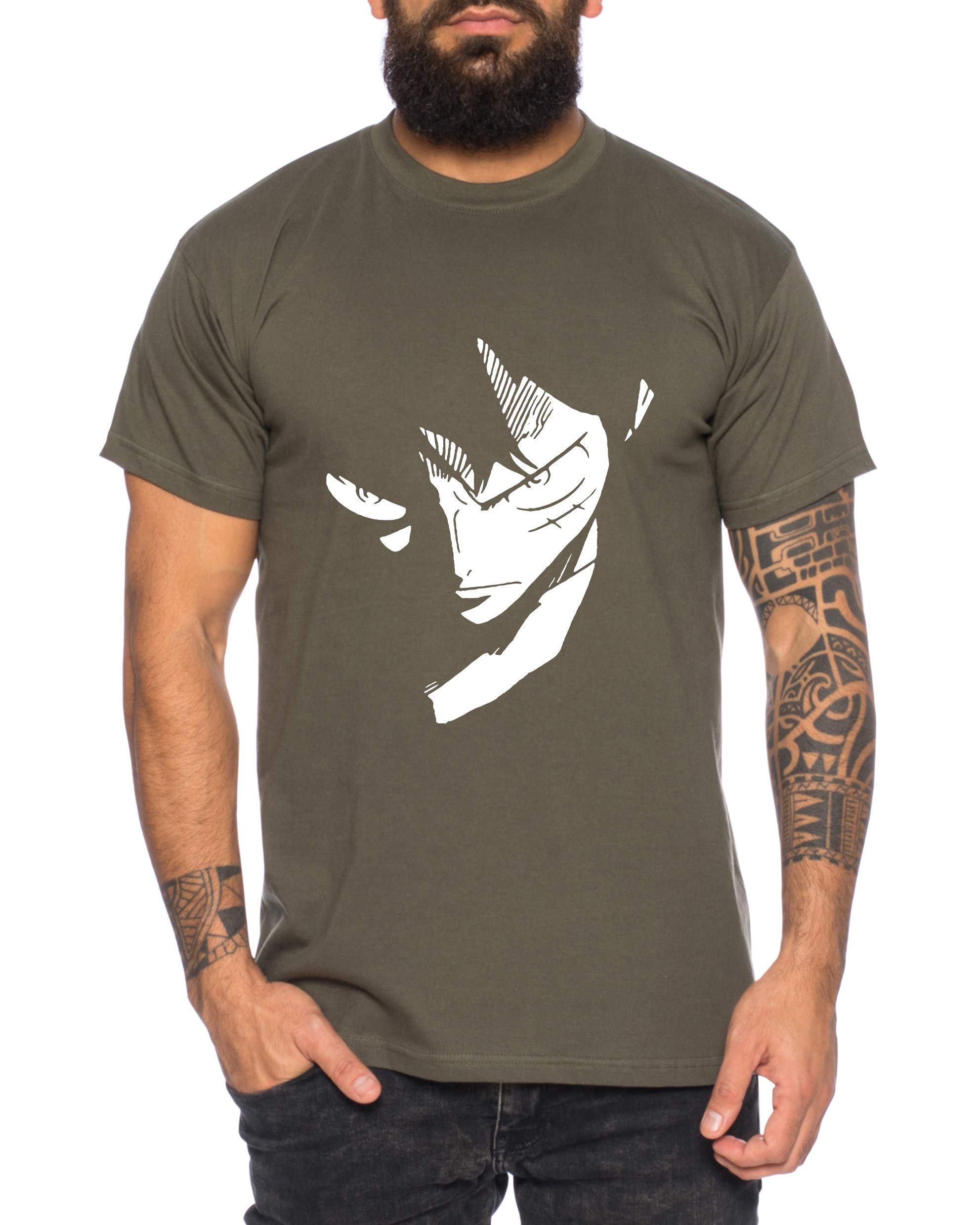 Tee Kiki Ruffy Face Zoro One Manga Maglietta Luffy da Uomo Anime Piece