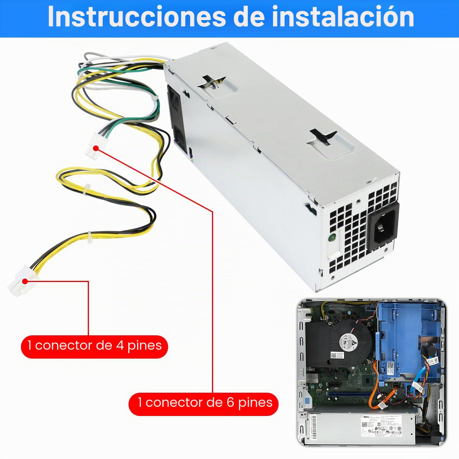 S-Union H7X3F H260EBM-00 - Fuente de alimentación (260 W, compatible con Dell OptiPlex 3050 3060 3050M 5050 5060 7060 7080 3080 5080 5090 7090 7080MT página