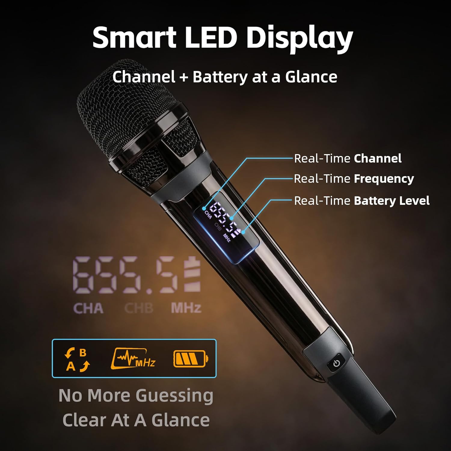 Wireless Microphones for Karaoke Singing, Professional Dual Cordless Mic System , 500ft Long Range Dual Handheld Cordless& LED Display, Dynamic Karaoke Microphone for Singing, DJ, Church, Party