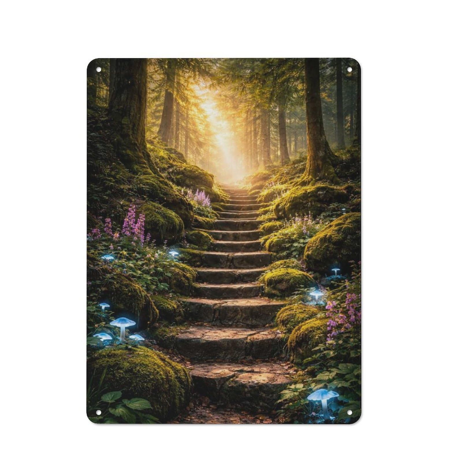 Junmoney Style-1 Workshop Style Enchanted Forest Stairway Tin Sign 40X30cm, Industrial Wall Art For Garage, Hobby Room, Office Or Man Cave