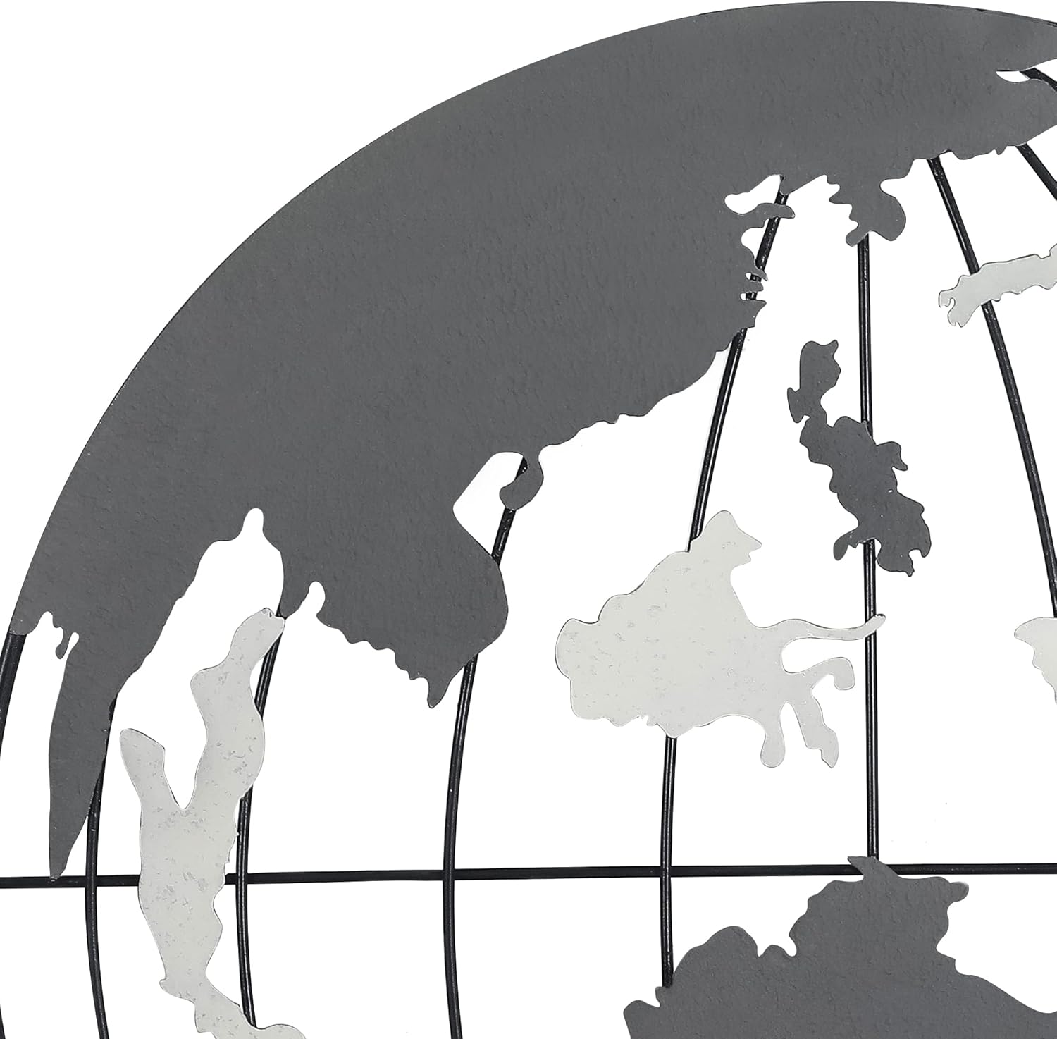 Adeco Minimalist Wall Decor Metal World Map Globe Wall Art, 23 x 23 inch Home Decor Hanging Wall Sculptures for Living Room/Bedroom/Hallway/Dinning Room