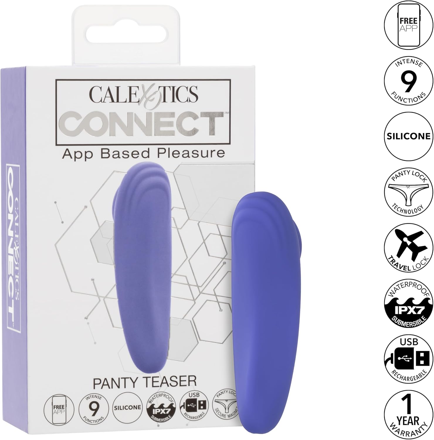 CalExotics Connect Panty Teaser, 9 Modes APP Remote Control Vibrating Panties, Discreet Waterproof and Rechargeable - SE-0001-05-3