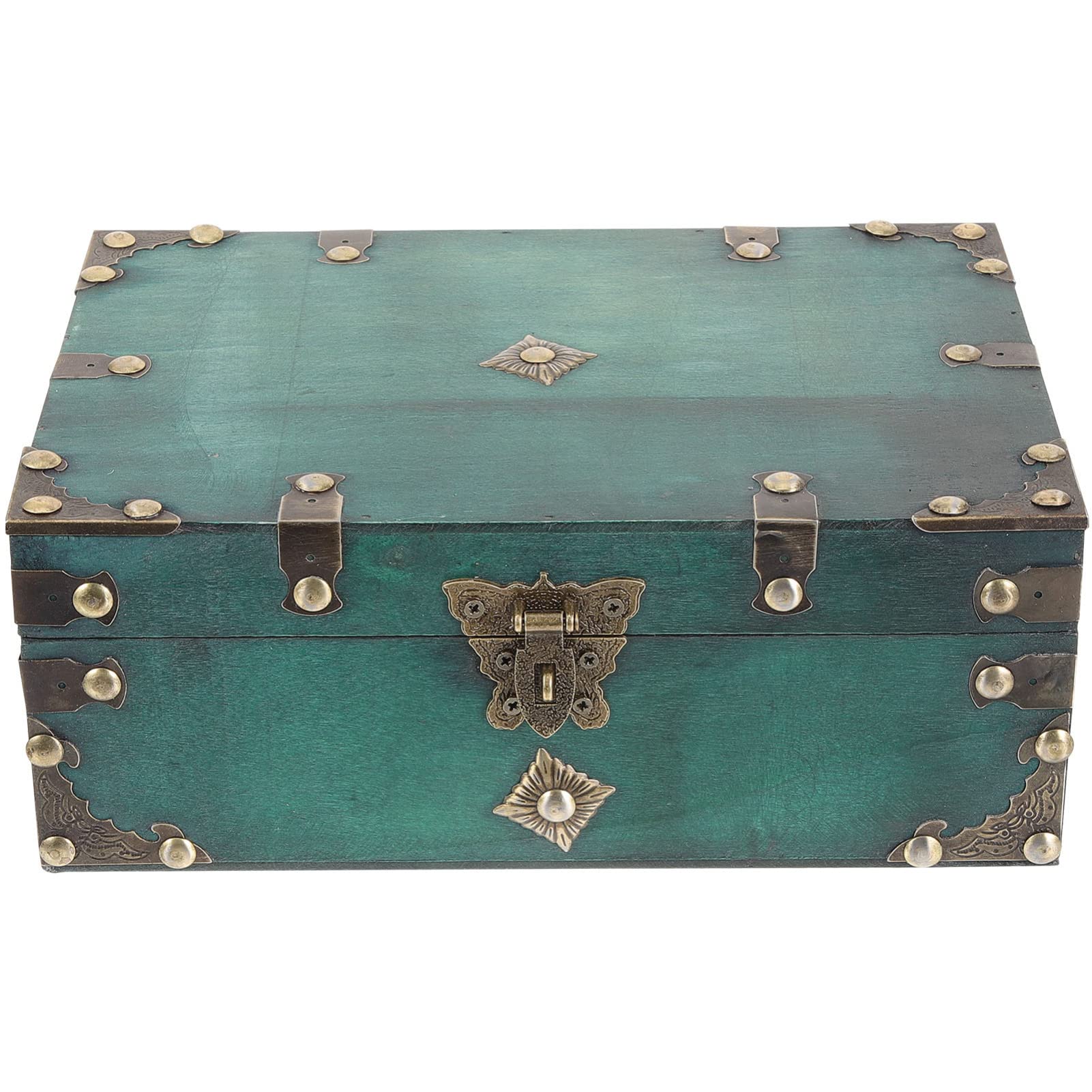 Boîte à bijoux vintage bois vert avec serrure rangement multifonctionnel élégant