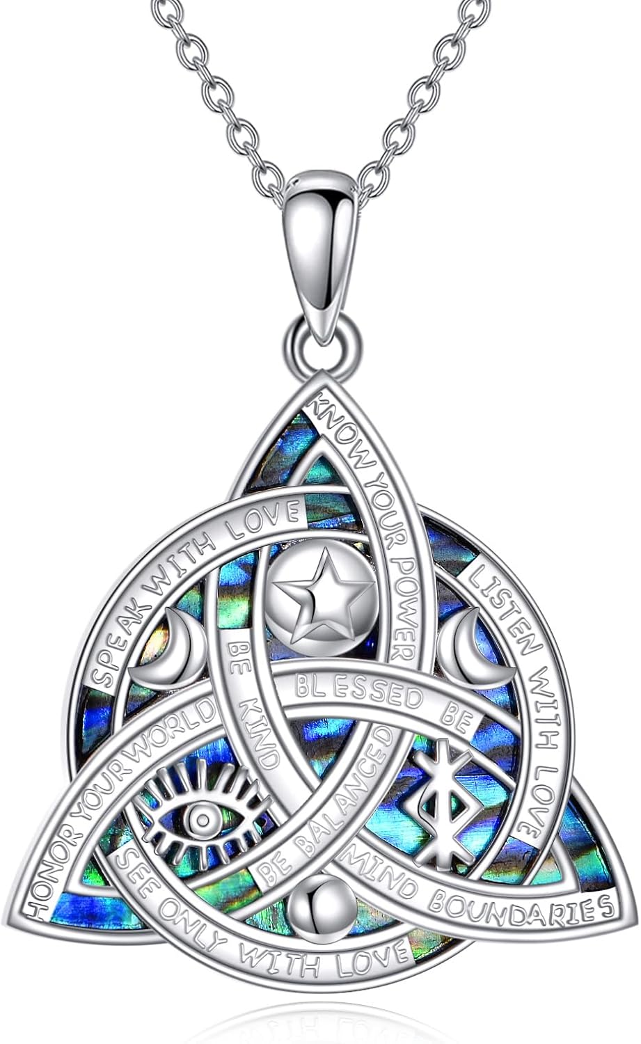 Witch Knot/Trinity/Triple Moon Necklace S925 Sterling Silver Protection Jewelry Gifts for Women