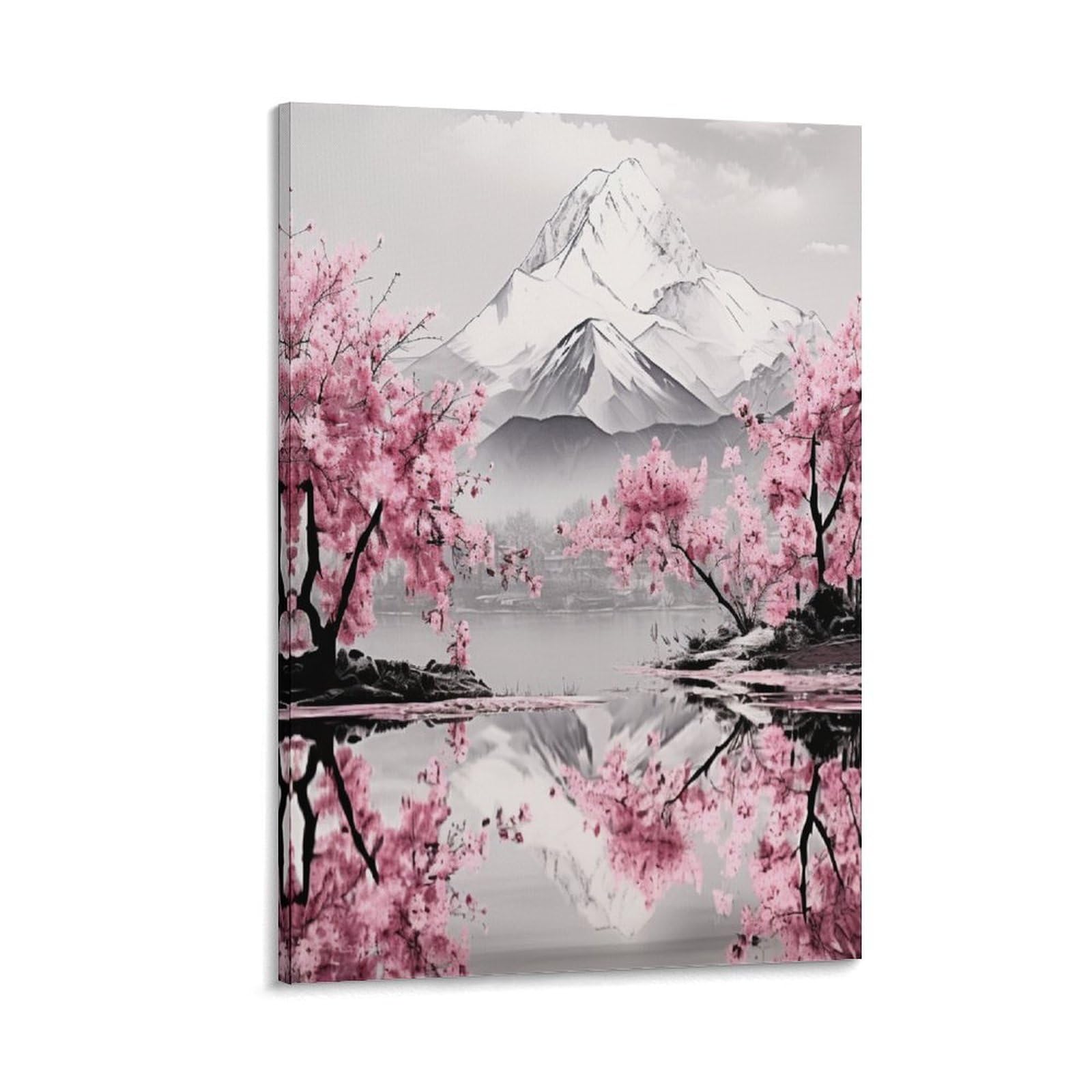 Japanese Cherry 3D Gerahmte Moderne Leinwand Wandkunst Abstrakte Bilder Druck Poster Leinwand Gemälde Wand Dekor Für Schlafzimmer Wohnzimmer Badezimmer Büro Bereit Zu Hängen 16x24inch(40x60cm)