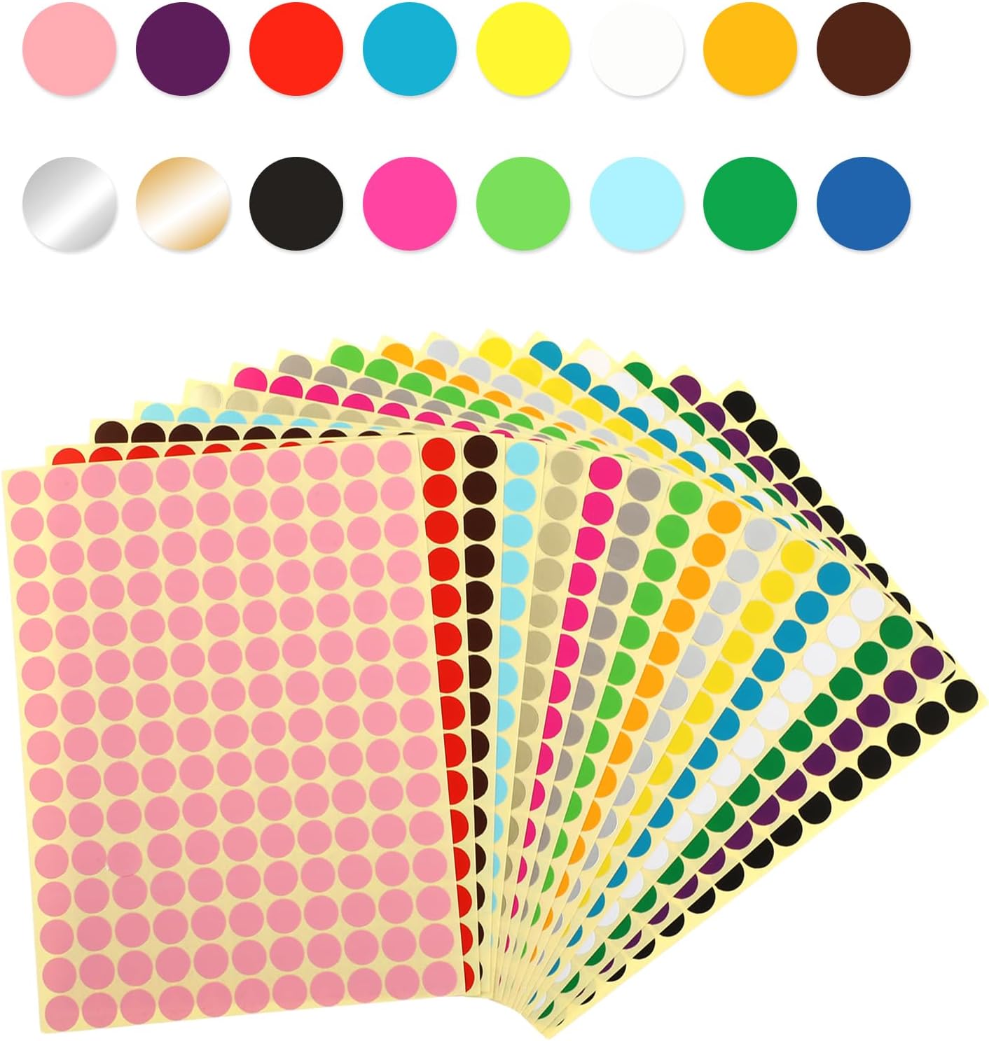 Klebepunkte 19mm 16 Farben - 1120 Stück Markierungspunkte Für Kalender & Organisation