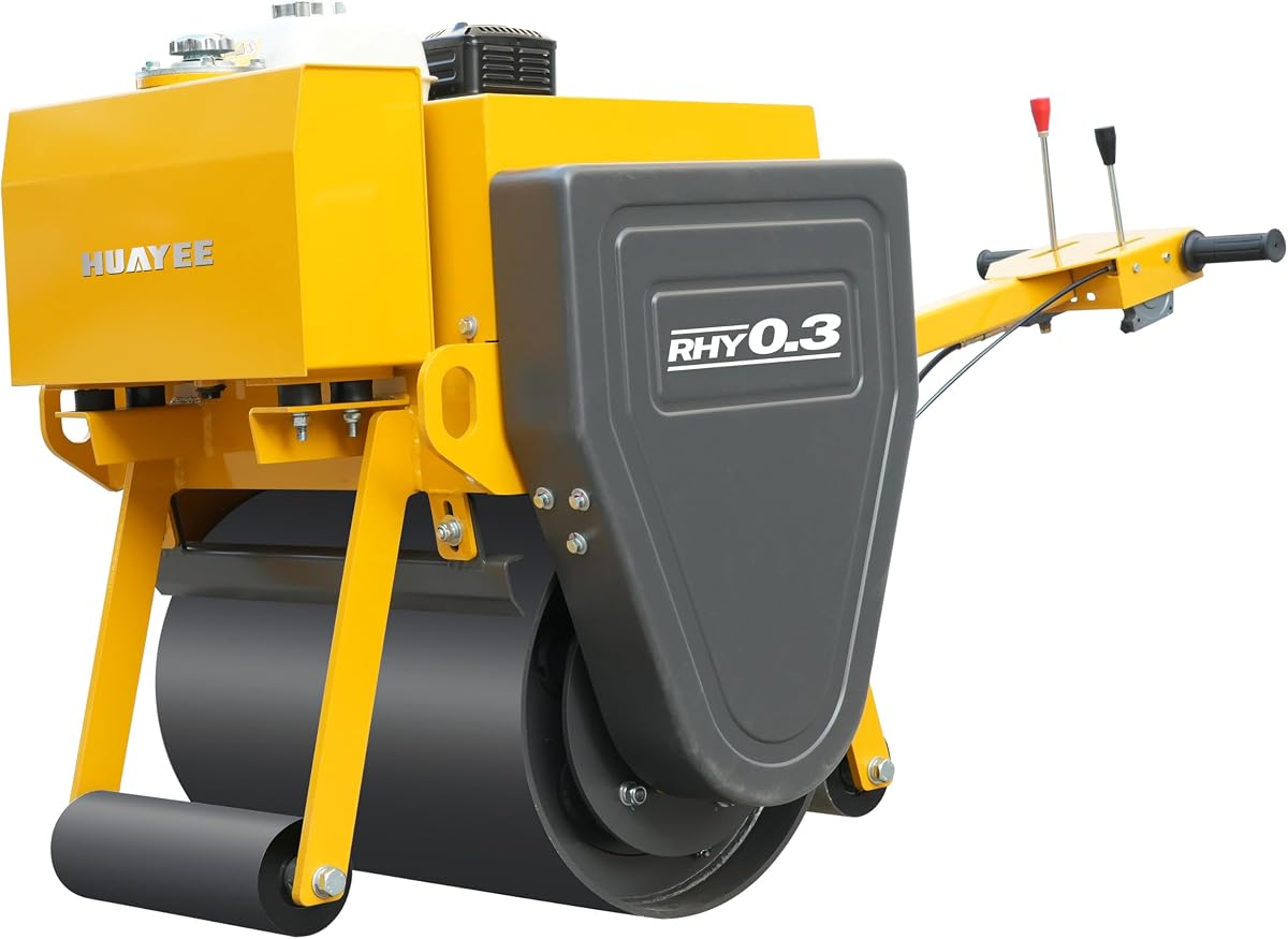 Rodillo vibratorio con operador a pie RHY0.3, compactador de suelo a gas HON DA de 5,5 hp | Rodillo liso con operador a pie de un solo tambor de 325 kg con fuerza excitante de 15 KN