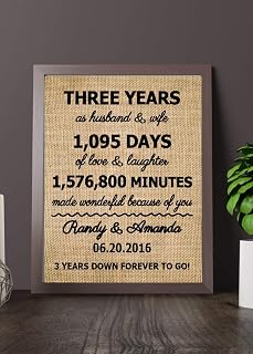 Third anniversary gift ideas,3 years anniversary gift for him, Leather anniversary for gift for wife, Three years anniversary gift for her(Frame not included)