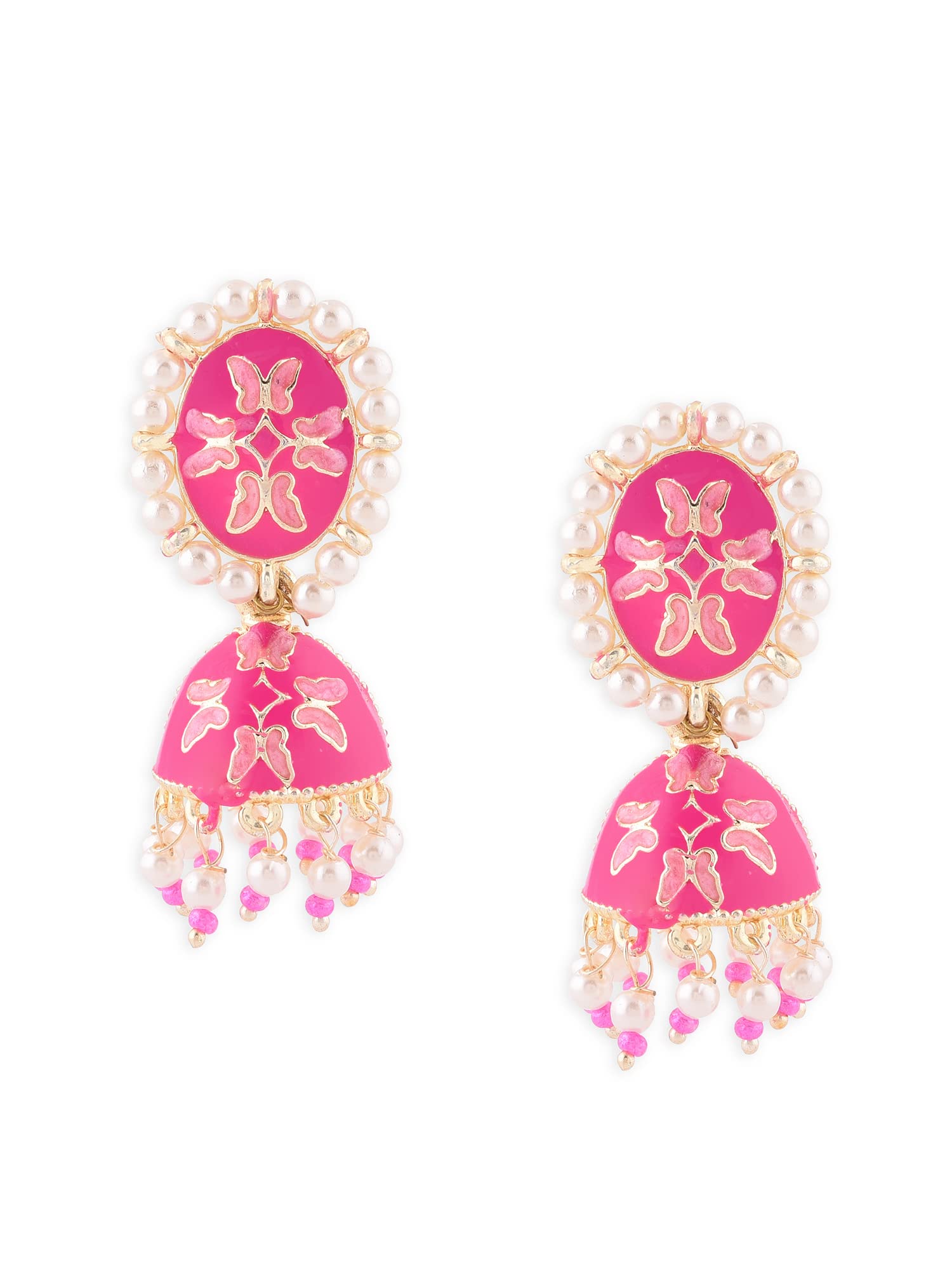 Zaveri Pearls Pink Meenakari Traditional Jhumki Earring For Women-ZPFK14376 (B0B6NXFNPQ) Amazon Price History, Amazon Price Tracker