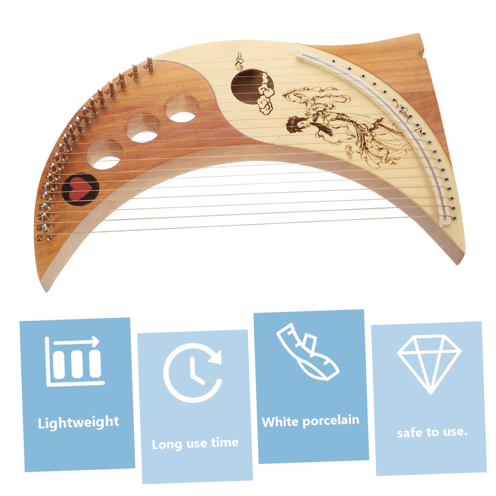 HANABASS 1Set String Lyre Harp String Instrument with Tuning Wrench Assorted Color Melodious Sound Quality for Beginners and Music Lovers