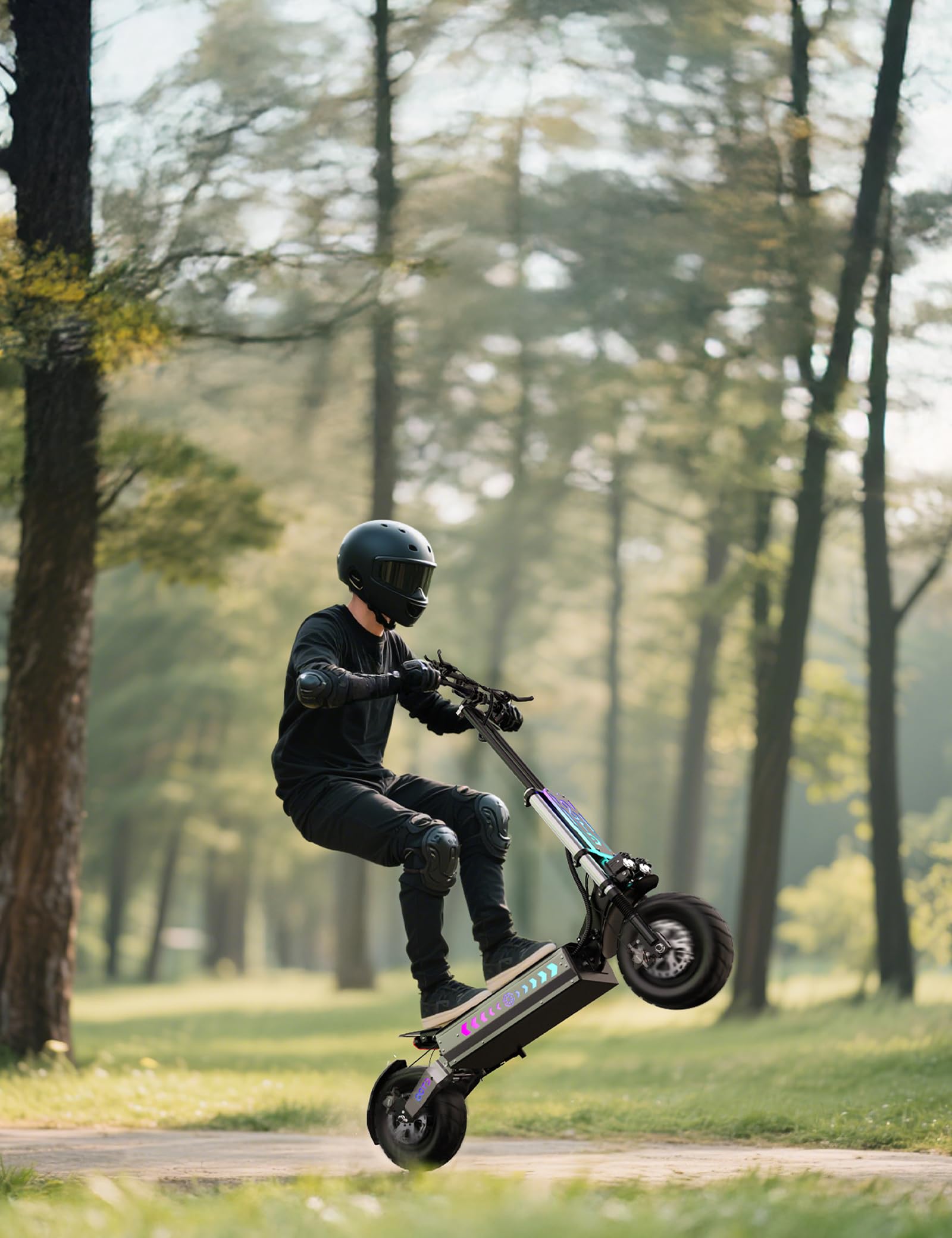 OOTD T90 Patinete Electrico Todo Terreno para Adultos - Doble Motor（Pico 6000W, Electric Scooter con Batería 60V 31.2AH para Autonomía 120KM, Neumáticos de 13" y Dobles Frenos Disco Hidráulicos