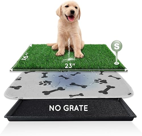 Almohadilla de césped para perros con bandeja pequeña de 23 x 16 pulgadas, almohadilla de césped artificial ultra absorbente para perros (sin