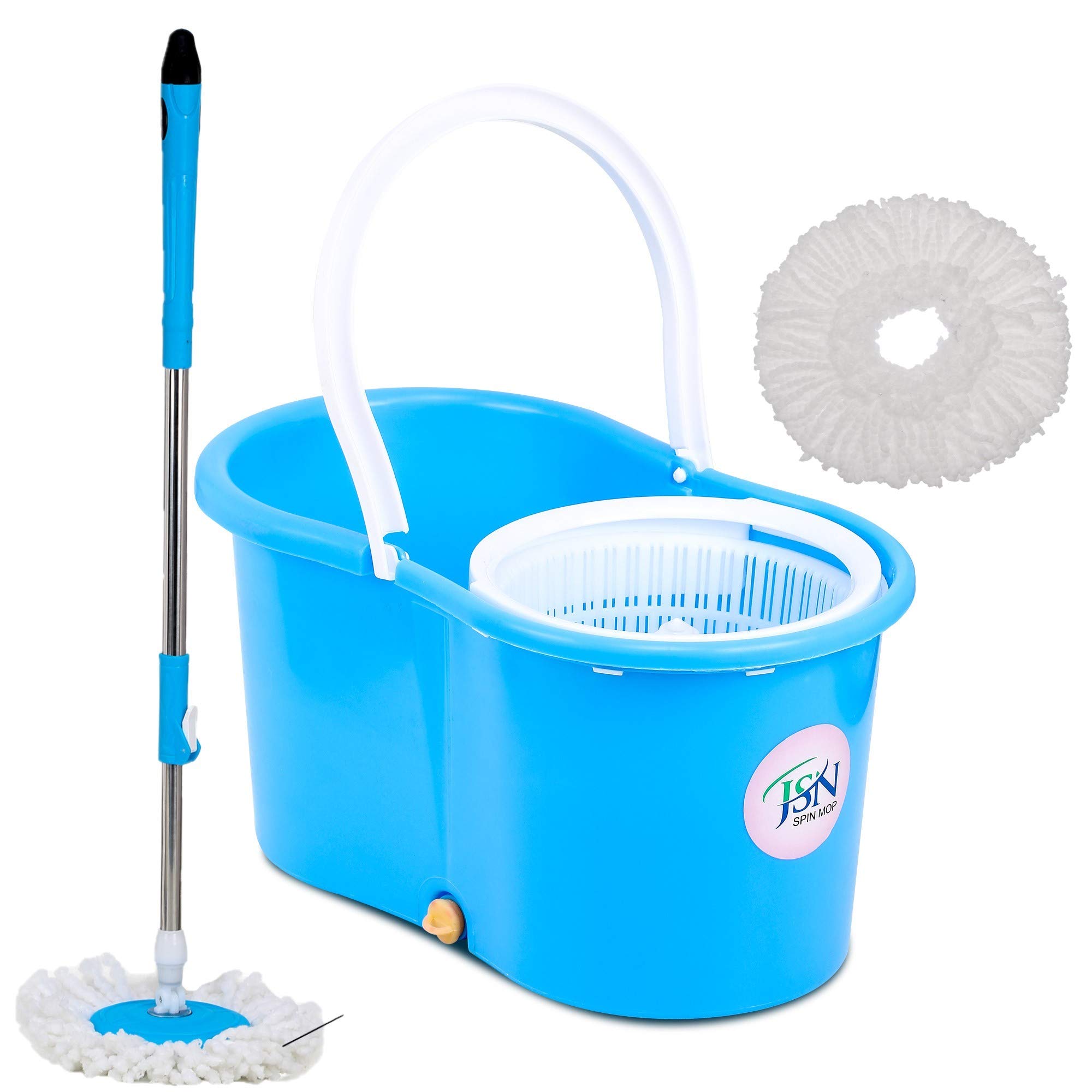 JSN Cleaning 360° Spin Floor Cleaning Easy Advance Tech Bucket PVC Mop & Rotating Steel Pole Head with 2 Microfiber Refill Head (Color May Vary (B07KJ938KQ) Amazon Price History, Amazon Price Tracker