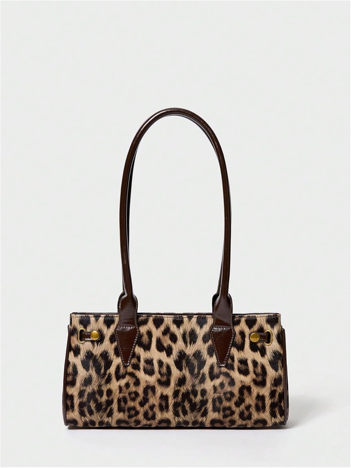 Women's Leopard Print Square Shoulder Bags Vintage Double Handle PU Leather Underarm Handbags Purses - Image 2