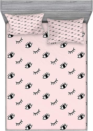 Miniatura 26 de Ambesonne - Juego de sábanas bajeras y fundas de almohada, diseño clásico botánico, plantas de jardín vintage, juego de 3 piezas con estampado