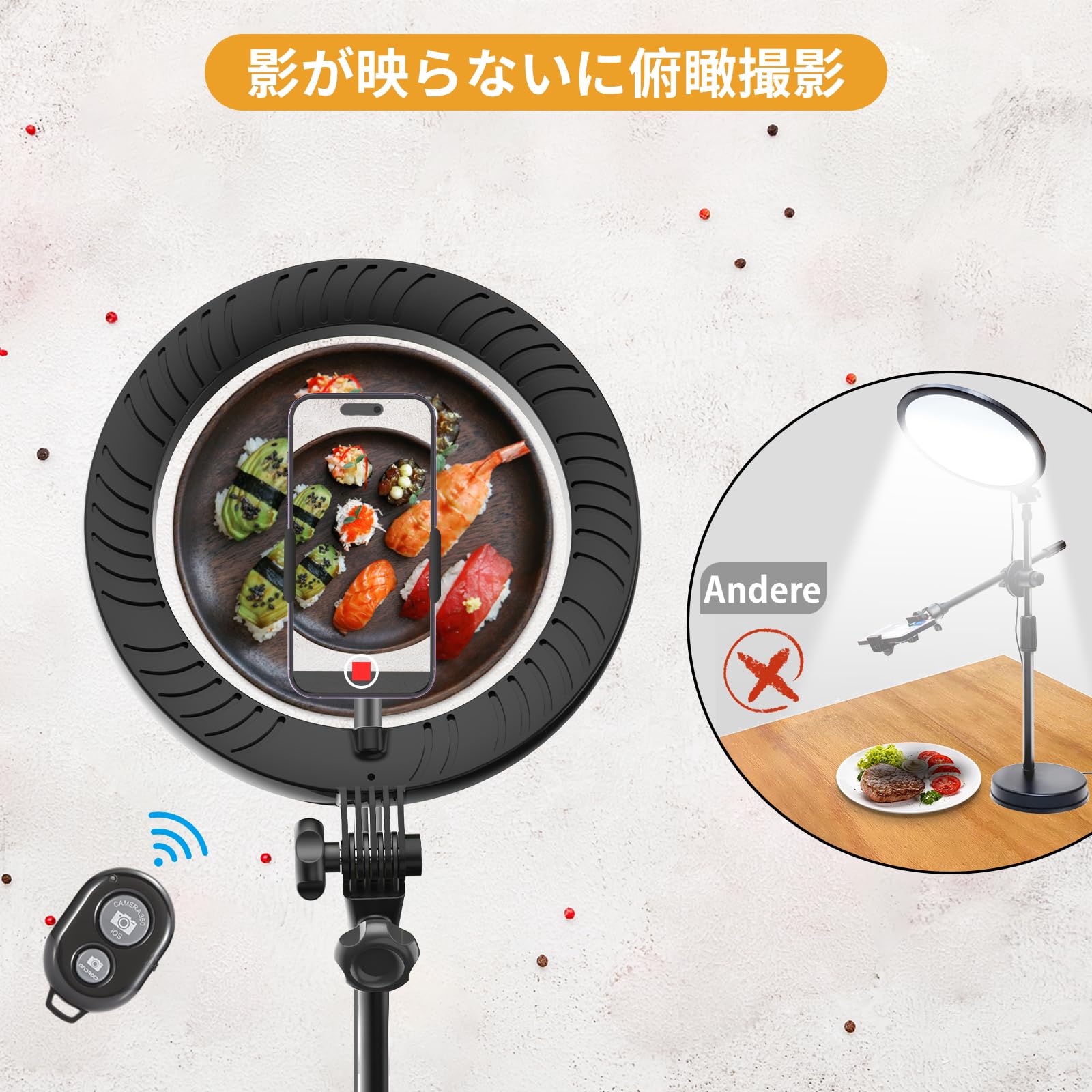 【在庫処分】LUXSURE リングライト 撮影用ライト スマホ 三脚 ライト 俯 Amazon | LUXSURE リングライト 撮影用ライト スマホ 三脚