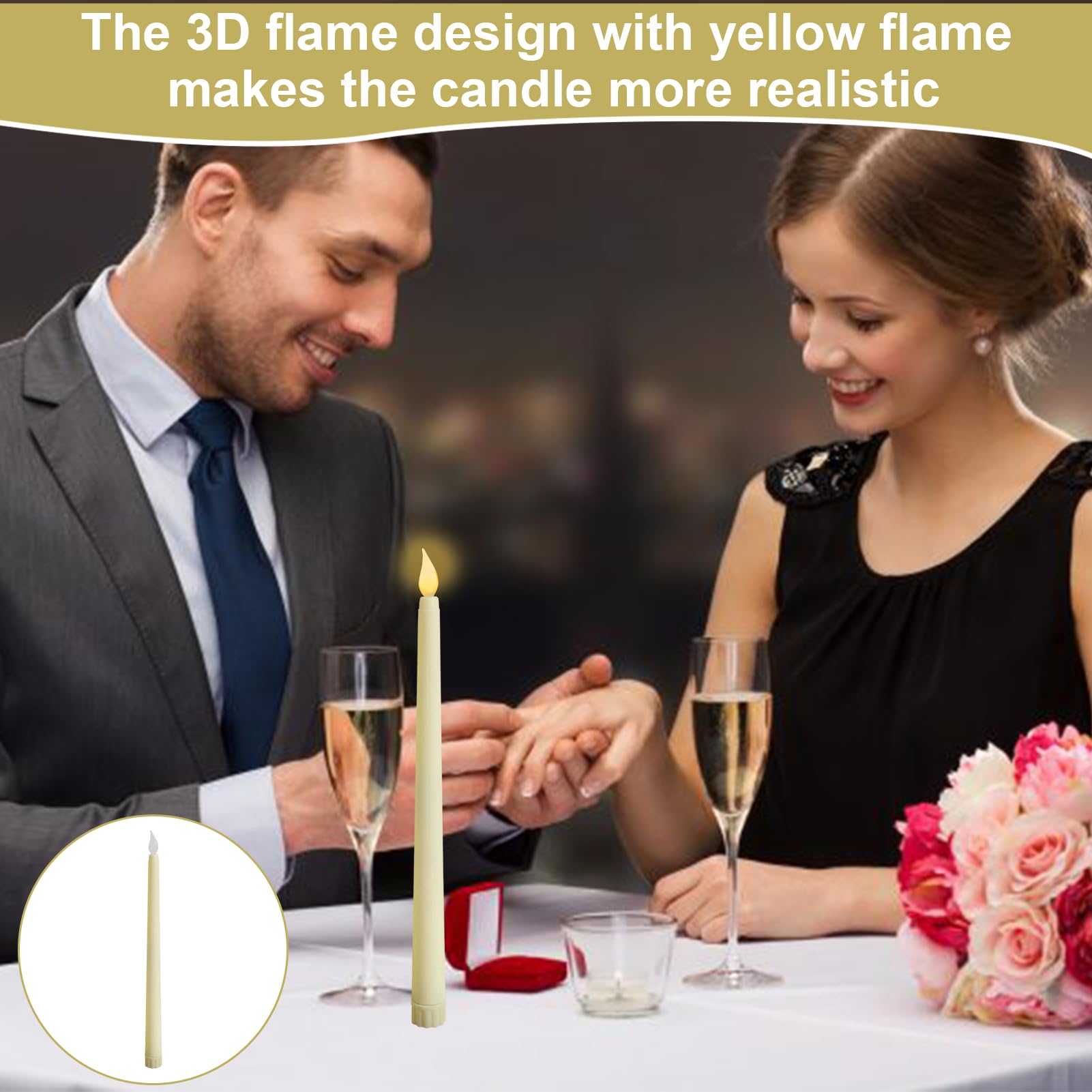 Bougies LED, 6 Pièces Bougies Chandelier LED Flamme Vacillante, Ivoire Fausse Bougie Electrique Décorative pour Pâques, Anniversaire, Fête D'Anniversaire, Mariage (Lot de 6)