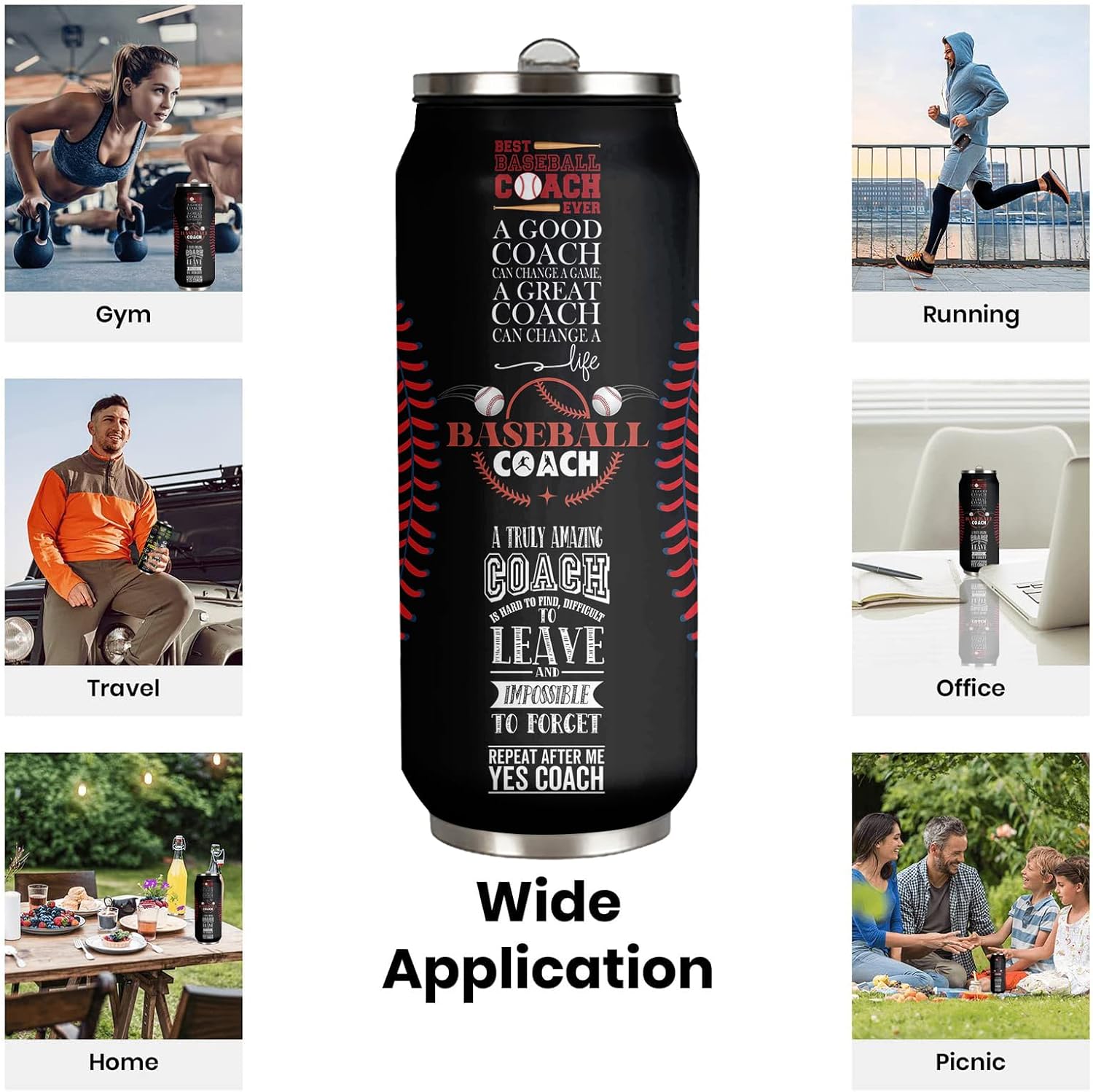 17 Oz Stainless Steel Baseball Coach Travel Tumbler, 500ml/17oz - Image 9