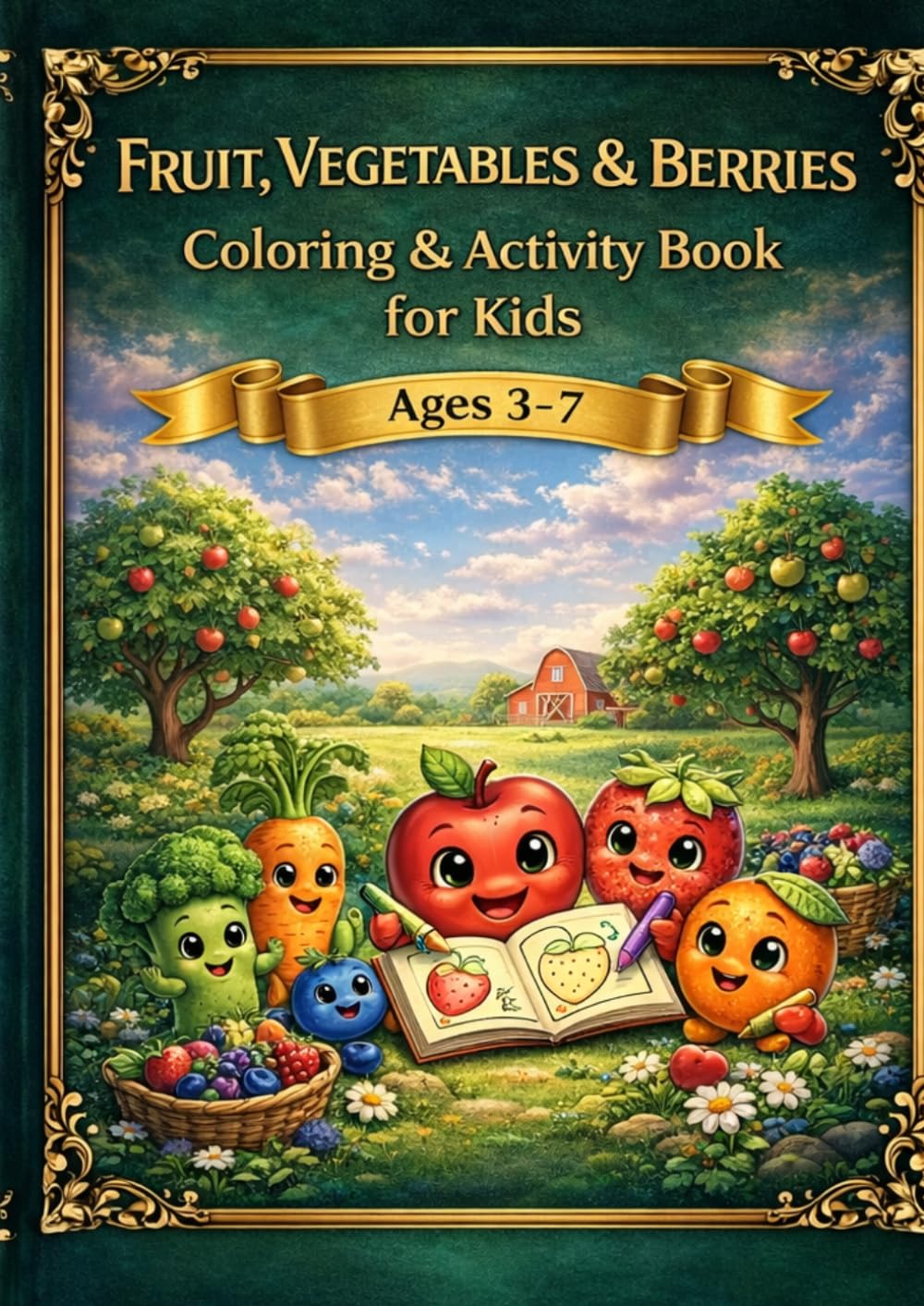 Fruit, Vegetables & Berries: Coloring & Activity Book for Kids Ages 3-7