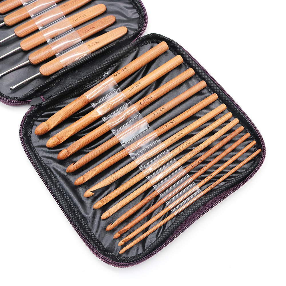 20 PCS Crochet di bambù Utensili manuali fai da te Manico in bambù carbonizzato Ago Maglioni all'uncinetto Abiti