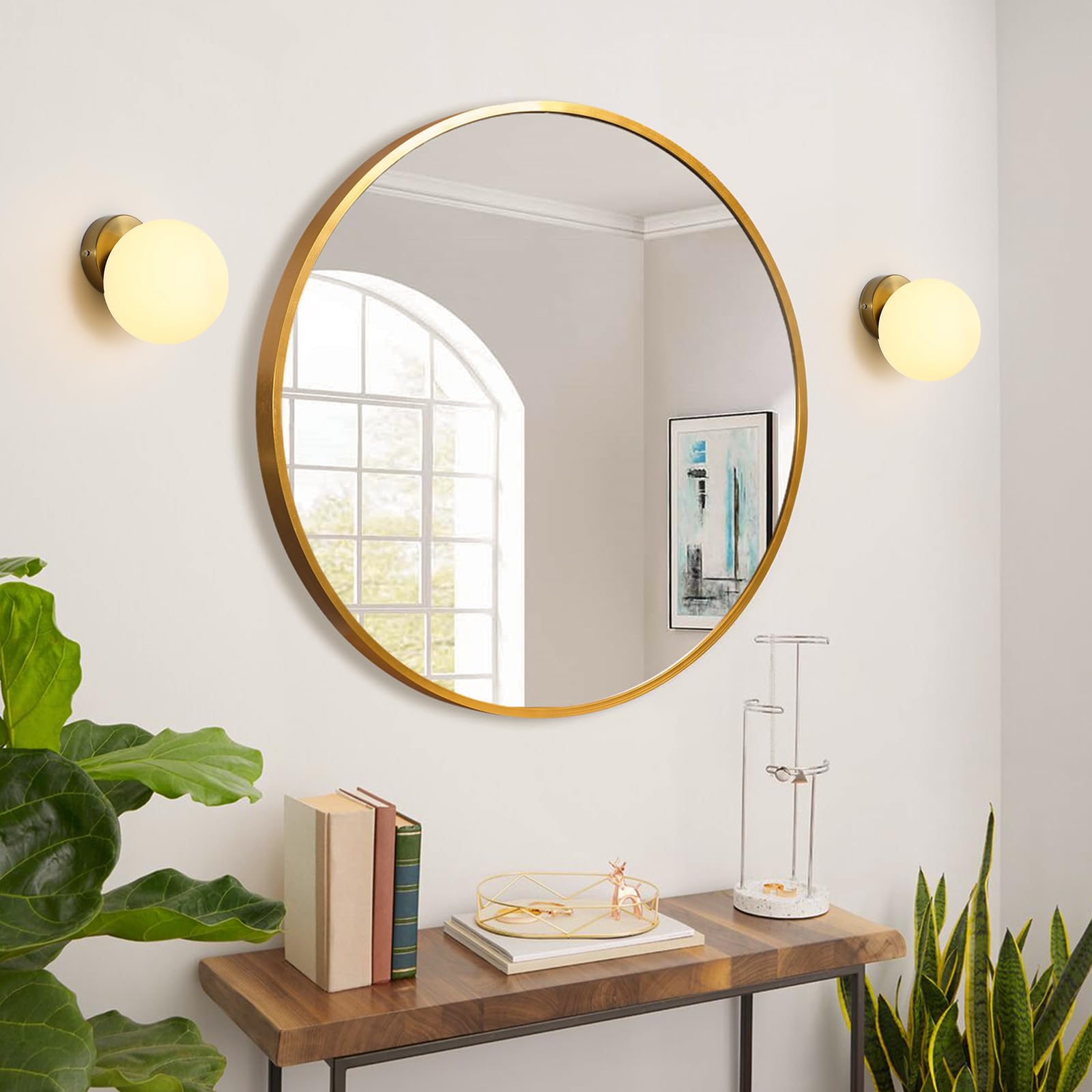 Applique da Parete Interno, Lampada da parete Moderno, Lampada sfera, E27 Lampada a Muro Paralume di vetro 15CM per Camera da Letto, Soggiorno, Corridoio, Senza Lampadina