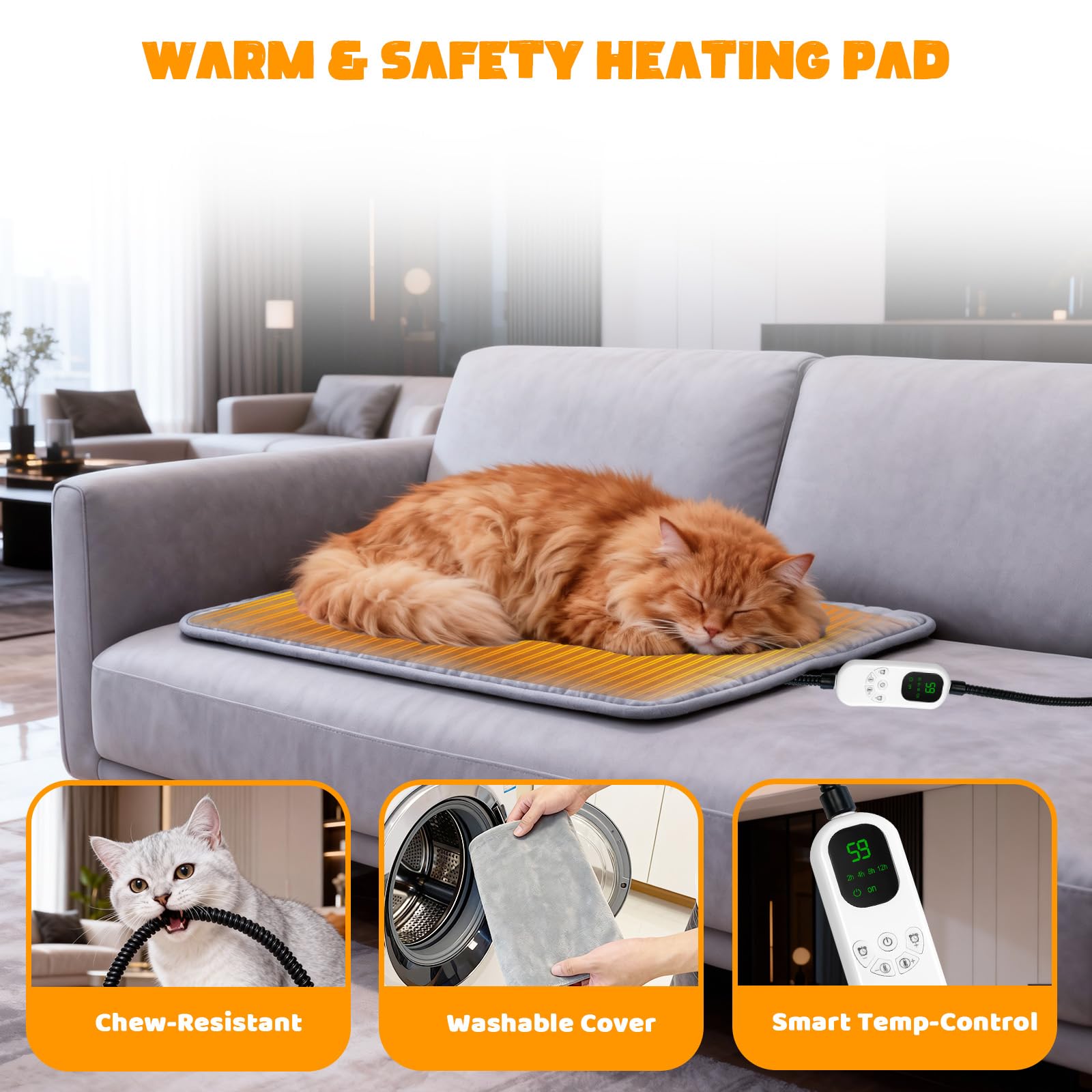 Homegroove Casetta per gatti riscaldata per esterni, per feste invernali, isolata per esterni, con cuscinetto riscaldante e lucernario, protezione per randagi e gatti selvatici (nero)