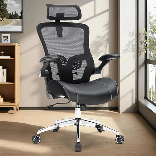 Silla de oficina resistente, sillas de escritorio de oficina en casa de 400 libras con cojín de espuma ancho de modelado 3D suave, silla ergonómica