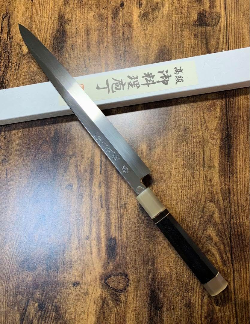 堺刃物　一則別選　刺身 柳刃　本焼　VG10鋼　包丁　鏡面　尺　黒檀両水牛柄 堺刃物 一則別選 刺身 柳刃 本焼 VG10鋼 包丁 鏡面 尺 黒檀