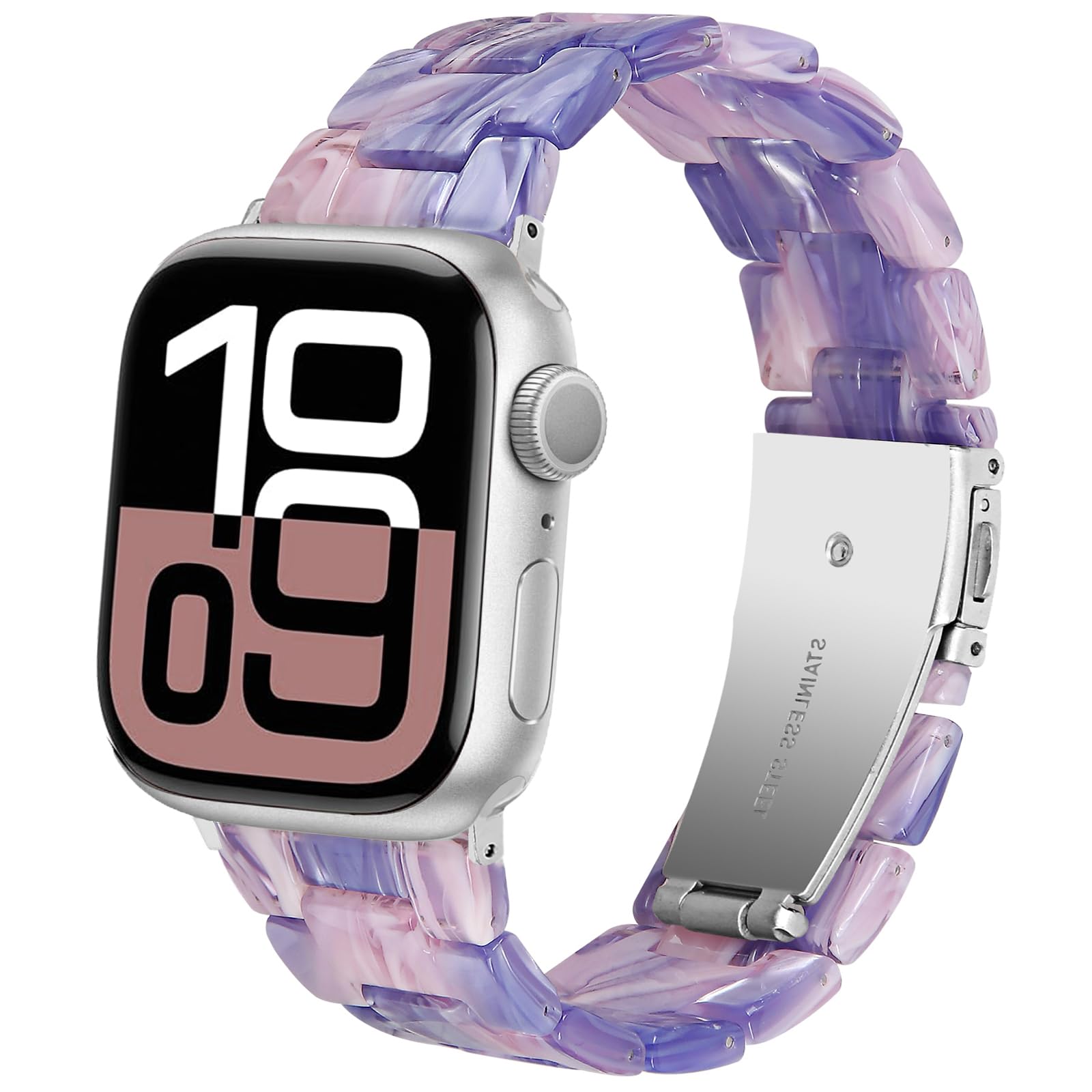 DEALELE Bands Compatible with Apple Watch 49mm 46mm 42mm 45mm 41mm 44mm 40mm 38mm, Colorful Resin Replacement Strap for iWatch Series 10/9 / 8/7 / 6/5 / 4/3 / Ultra/SE Women Men — view 22