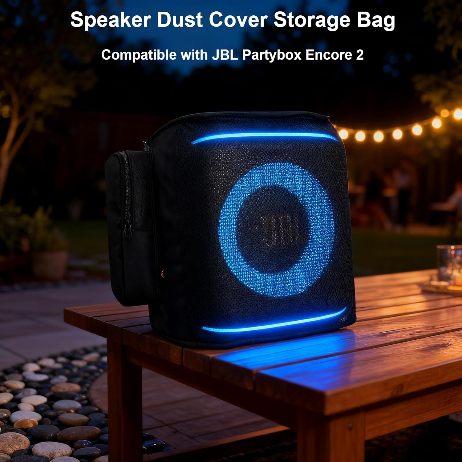 Speaker Dust Cover Case Compatible with JBL Partybox Encore 2, Portable Speaker Protective Mesh Storage Bag Sleeve with Side Pocket - Image 2