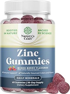 Extra Strength Zinc Gummies for Adults - Chewable Zinc Supplements for Women & Men for Energy & Immune Support - Vitamins & Mineral Supplements - 60 Count