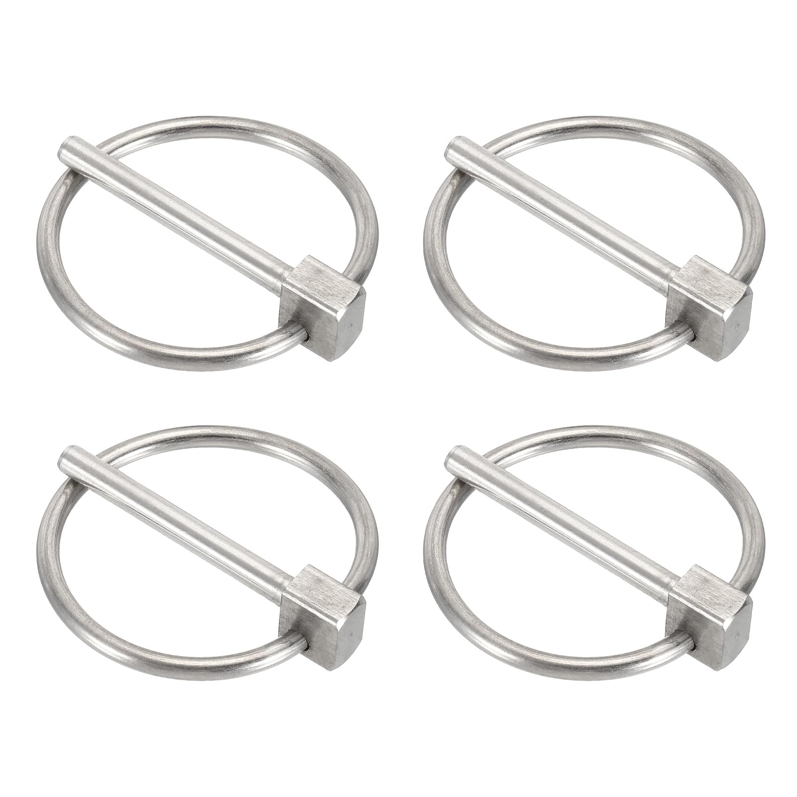sourcing map 4Pcs Lynch Pin with Ring (4mm x 35mm) - Heavy Duty Linch Pins Shaft Locking Pin Clips Stainless Steel, for Farm Tractors Trucks Lawn Mowers Trailers Trolley, Silver