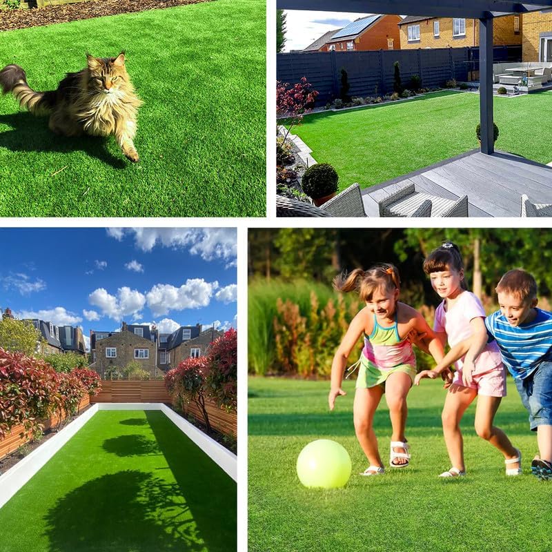 Miniatura 7 de Petgrow Tamaño de muestra de césped artificial de 1 x 1 pies, 1.5 pulgadas, respaldo de poliuretano grueso, realista, para interiores y exteriores,