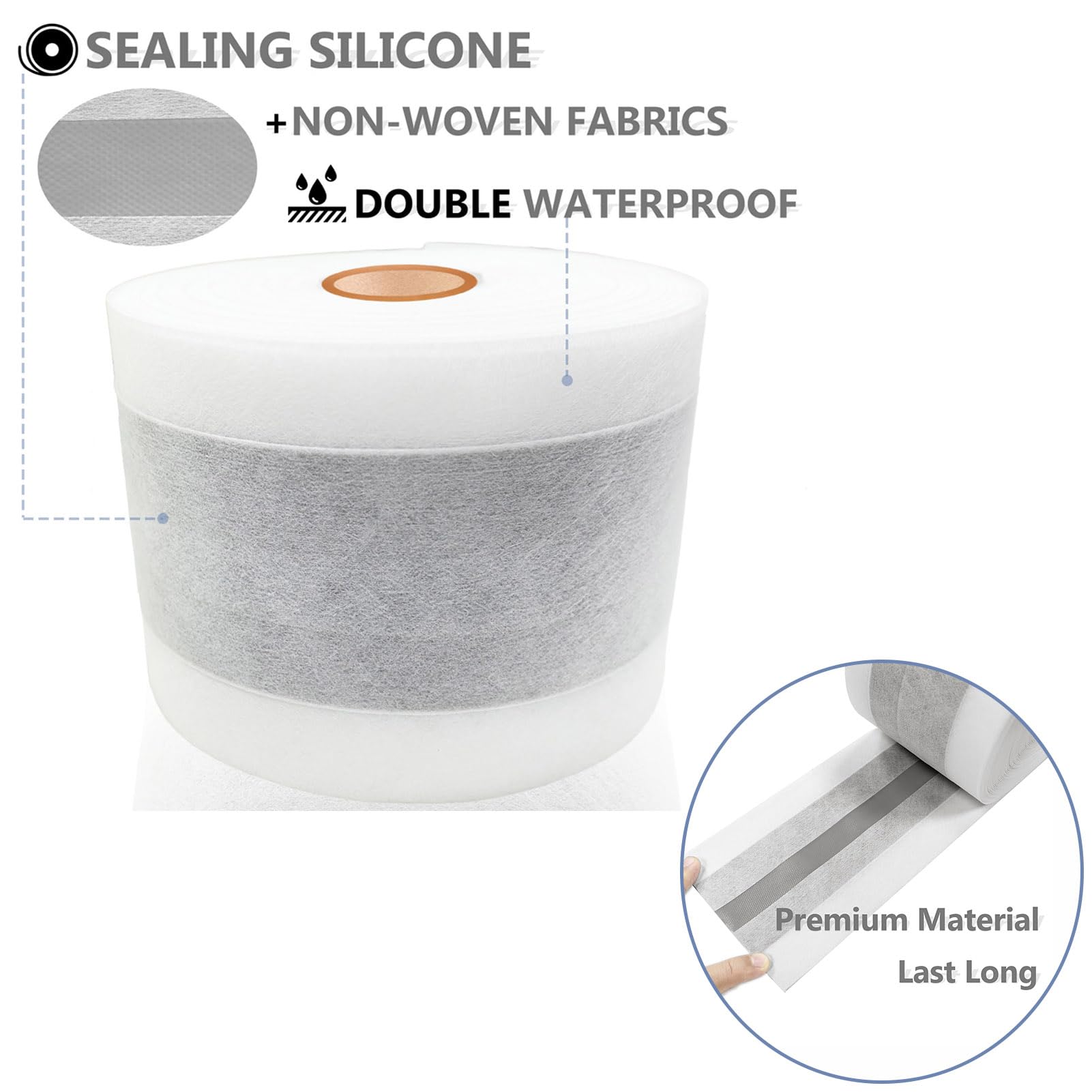 Nastro Impermeabilizzante Doccia, Nastro Sigillante per Bagno, Doccia, Battiscopa, Tetto, Muro, Pavimento, Piastrelle, Interno ed Esterno (20m x 12cm)